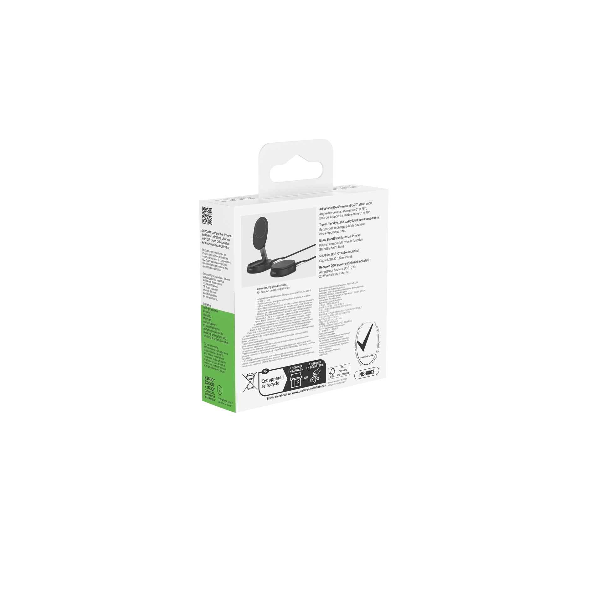 Belkin Wireless Charger »BoostCharge Pro verstellbare magnetische Ladestation mit Qi2 (15 W)«, für Apple iPhone 12/13/14/15 mini/Pro/Max/Pro Max/Plus mit MagSafe