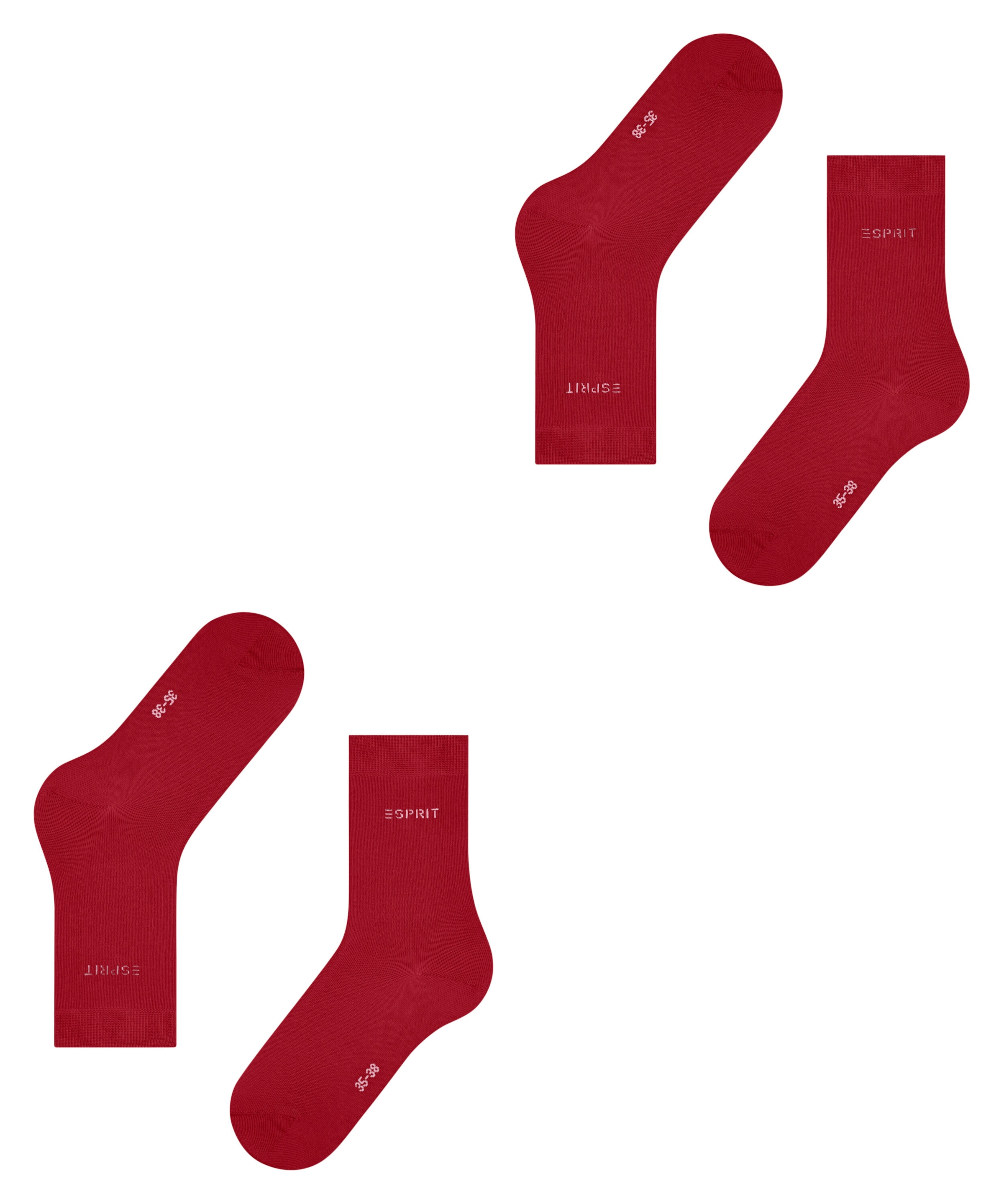 Esprit Socken »Uni«, (2 Paar), geripptes Bündchen