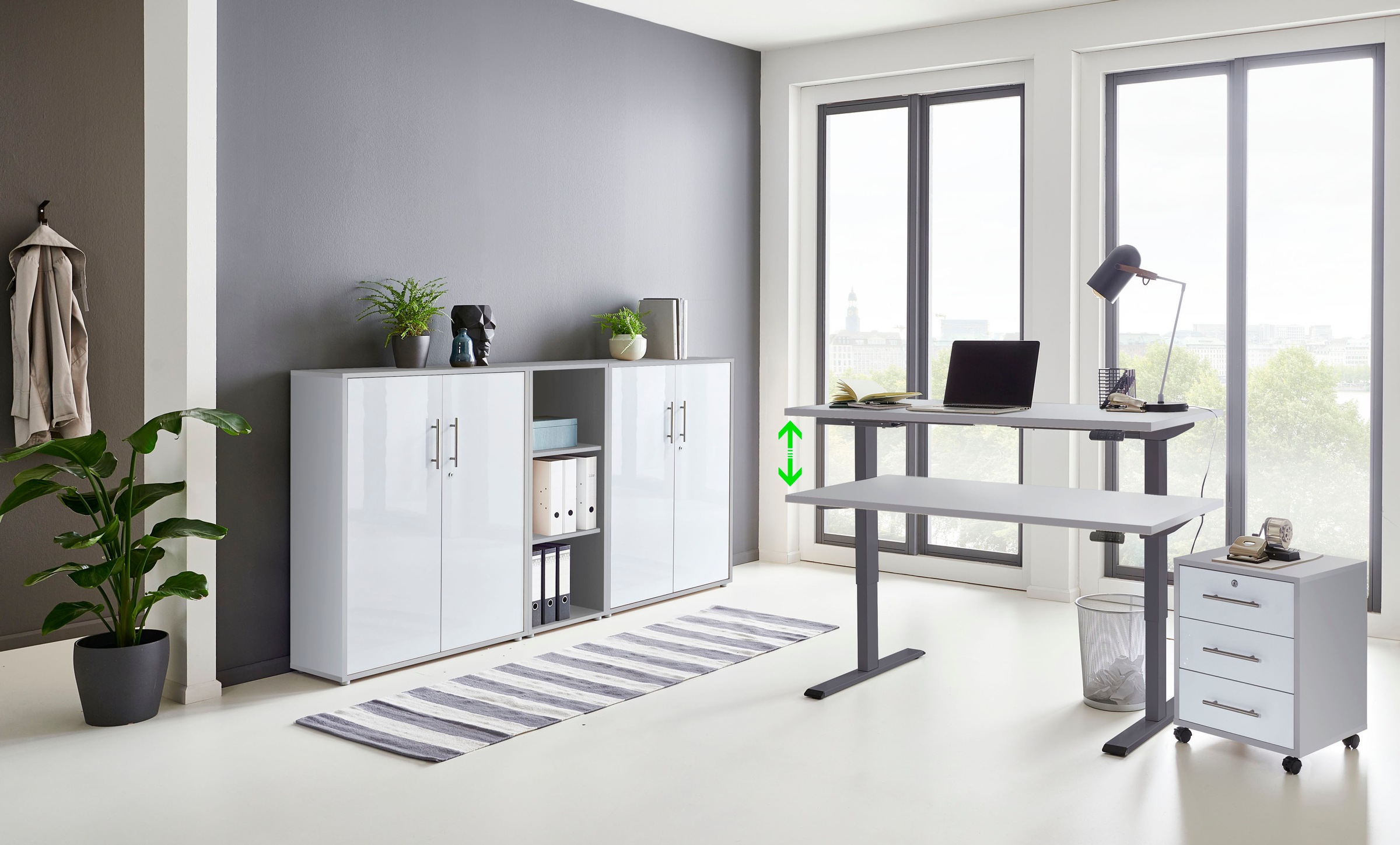 BMG Möbel Büromöbel-Set »Tabor«, (Set, 5 tlg.), mit elektrisch höhenverstellbarem Schreibtisch