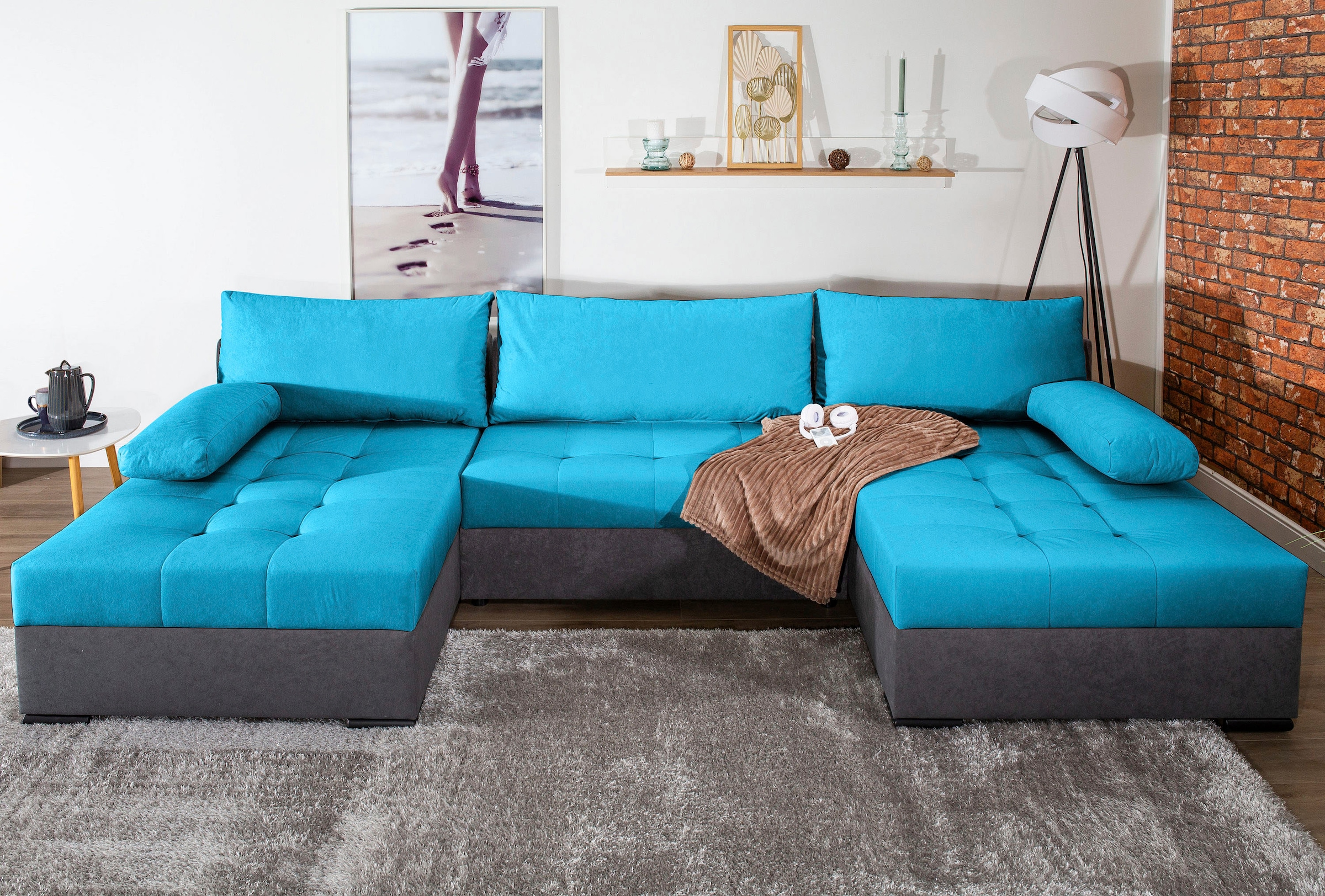 COLLECTION AB Wohnlandschaft »Josy«, inkl. Bettfunktion, Bettkasten, mit 3 extra großen Rückenkissen