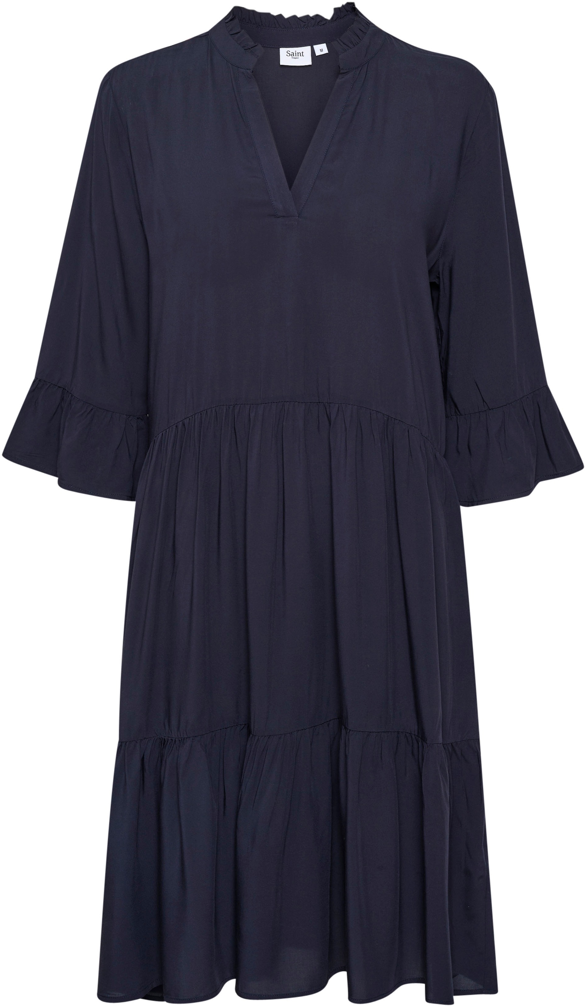 Saint Tropez Blusenkleid »EdaSZ SOLID«, mit Volants und Raffungen, aus leichter Viskose