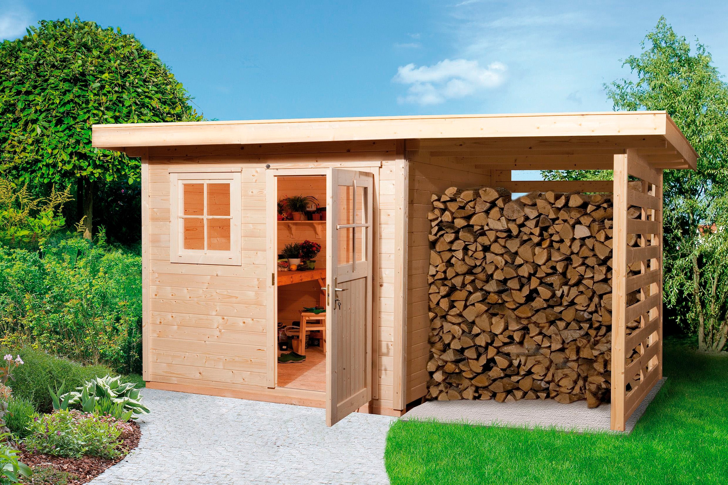 weka Gartenhaus »170 A Gr.3, 28 mm, natur Holzlagerplatz 150 cm«