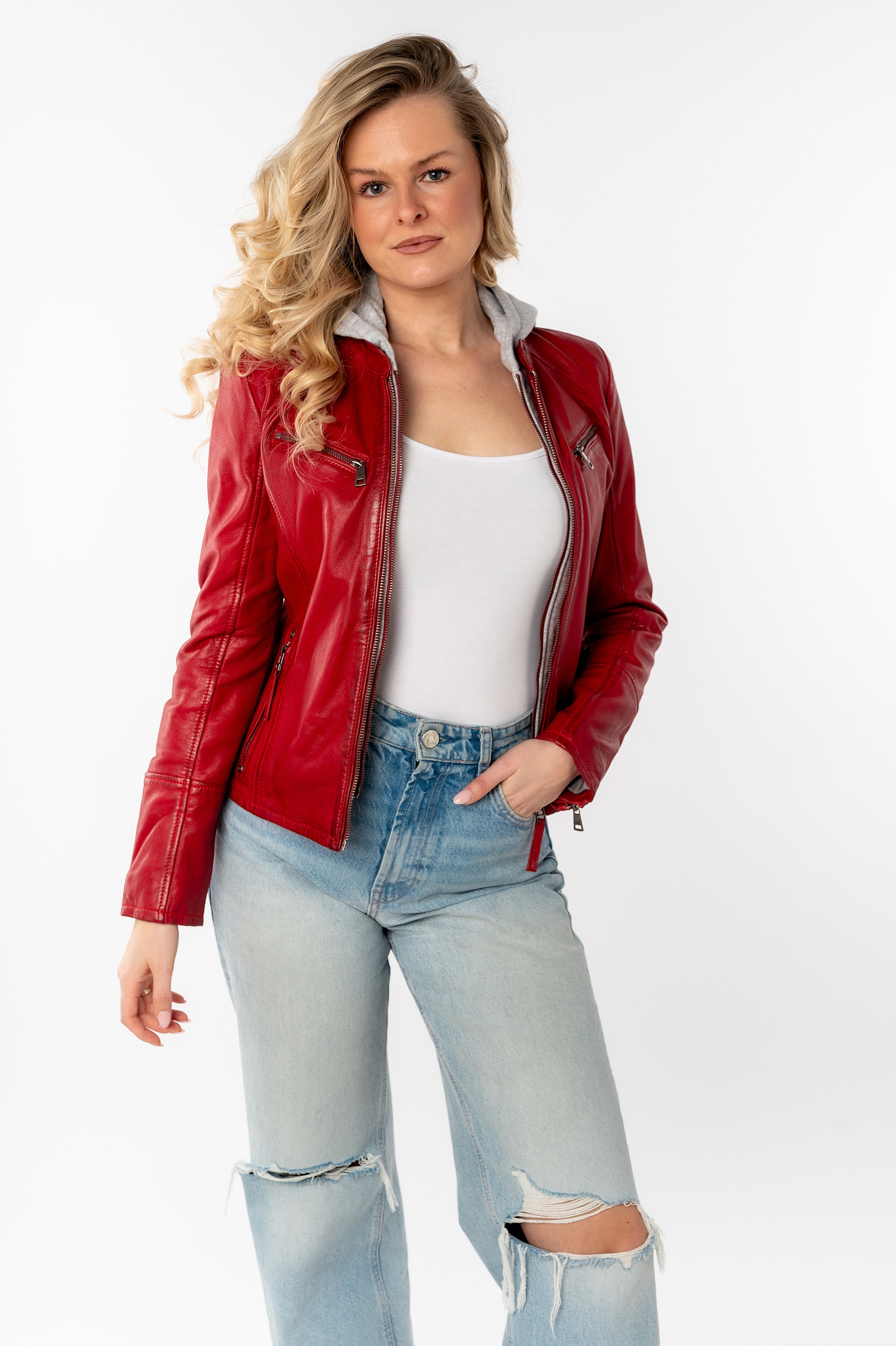 Gipsy Lederjacke »NOLA«, mit Kapuze, Two-in-One Style - mit abnehmbarer Jersey-Kapuze