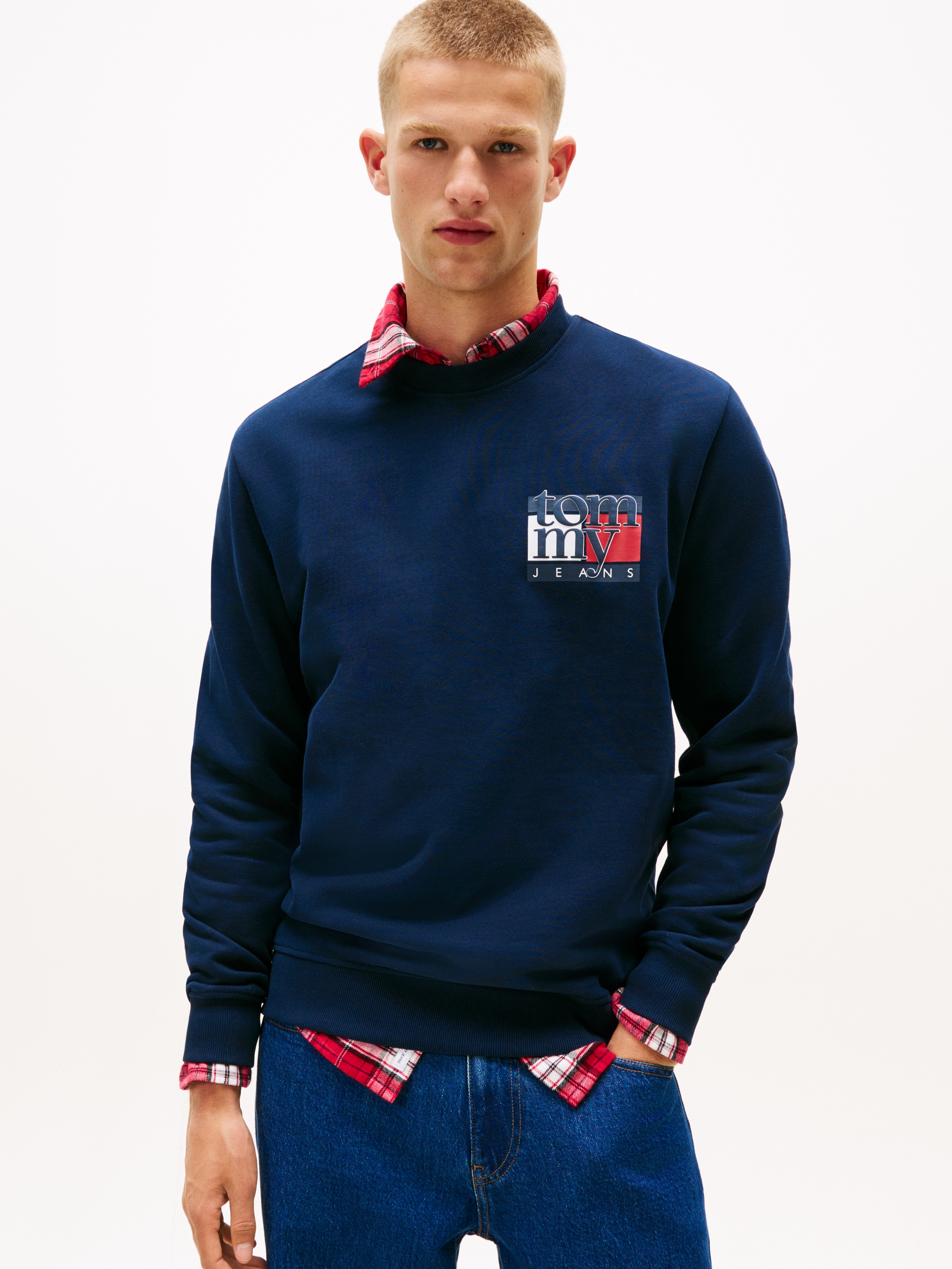 Tommy Jeans Sweatshirt »TJM RWB FLAG«, Rundhals, regular fit, Print, Rippbündchen
