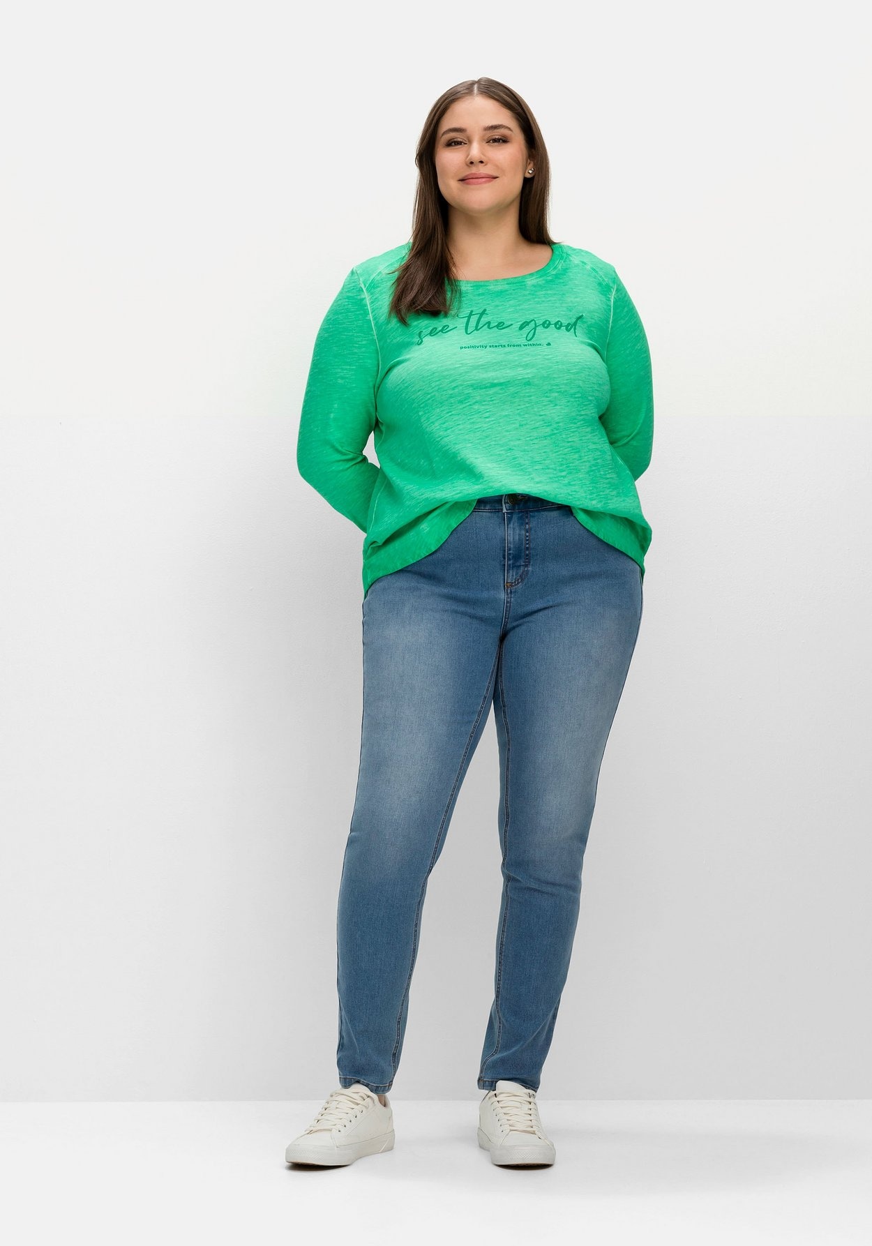 Sheego Stretch-Jeans »Jeans für sehr schmale Beine und mehr Bauch«