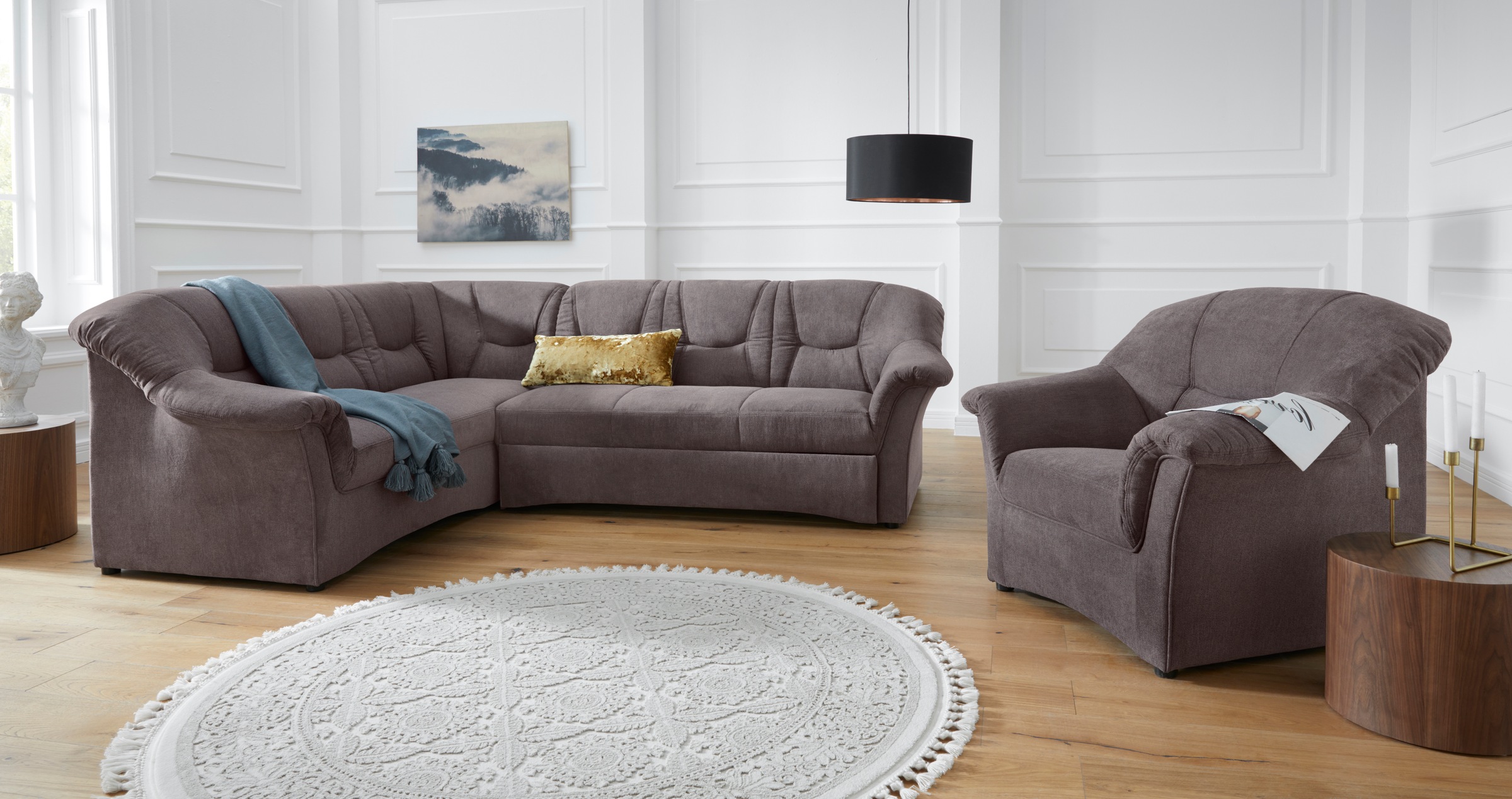 DOMO collection Ecksofa »Sarafina zeitlos und komfortabel, optional mit Federkern, L-Form«, wahlweise mit Bettfunktion