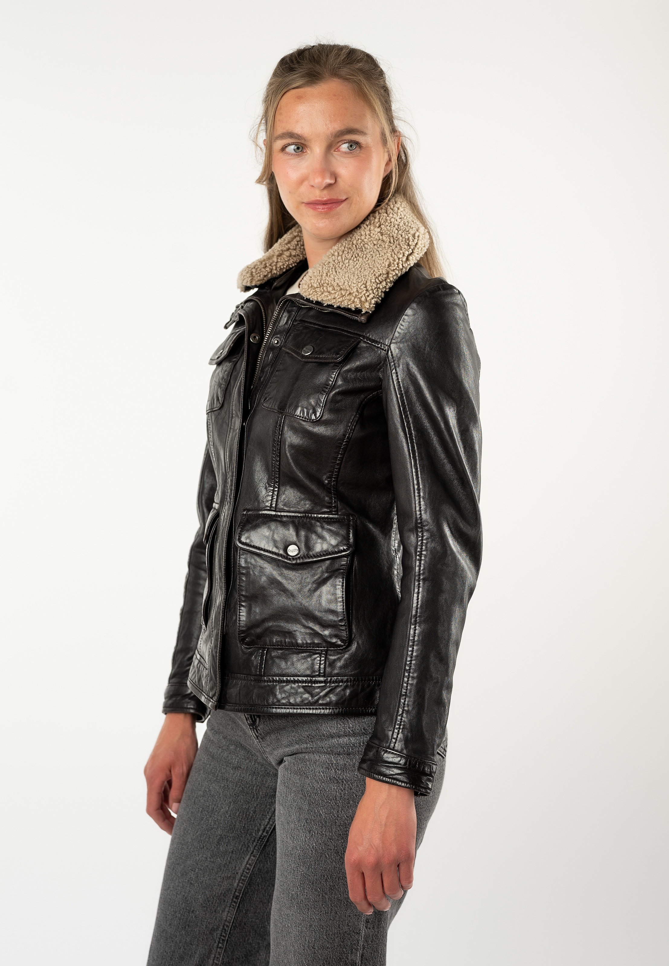 Mauritius Lederjacke »MWBriselle« mit Teddyfell-Kragen