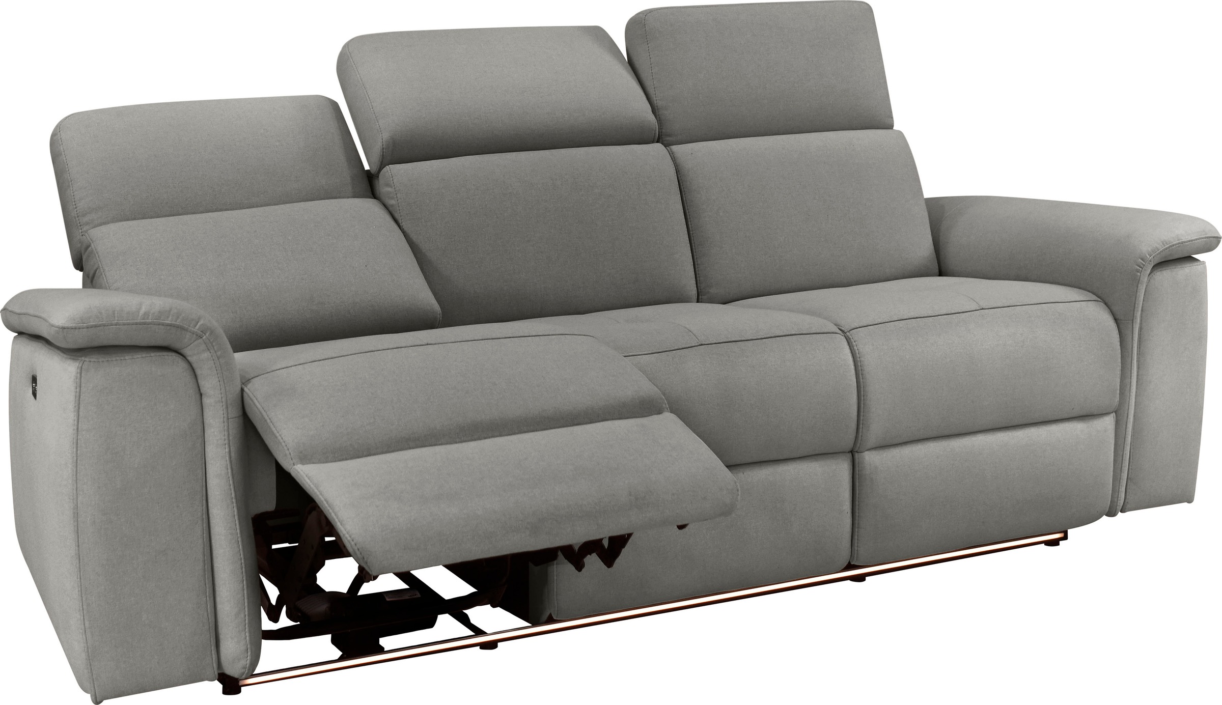 Places of Style 3-Sitzer »Pareli 229cm, manuelle u. elektr. Relaxfunktion in 2 Sitzen«, USB, KT-Verstellung, LED Beleuchtung, in Echtleder, Kunstleder, Web