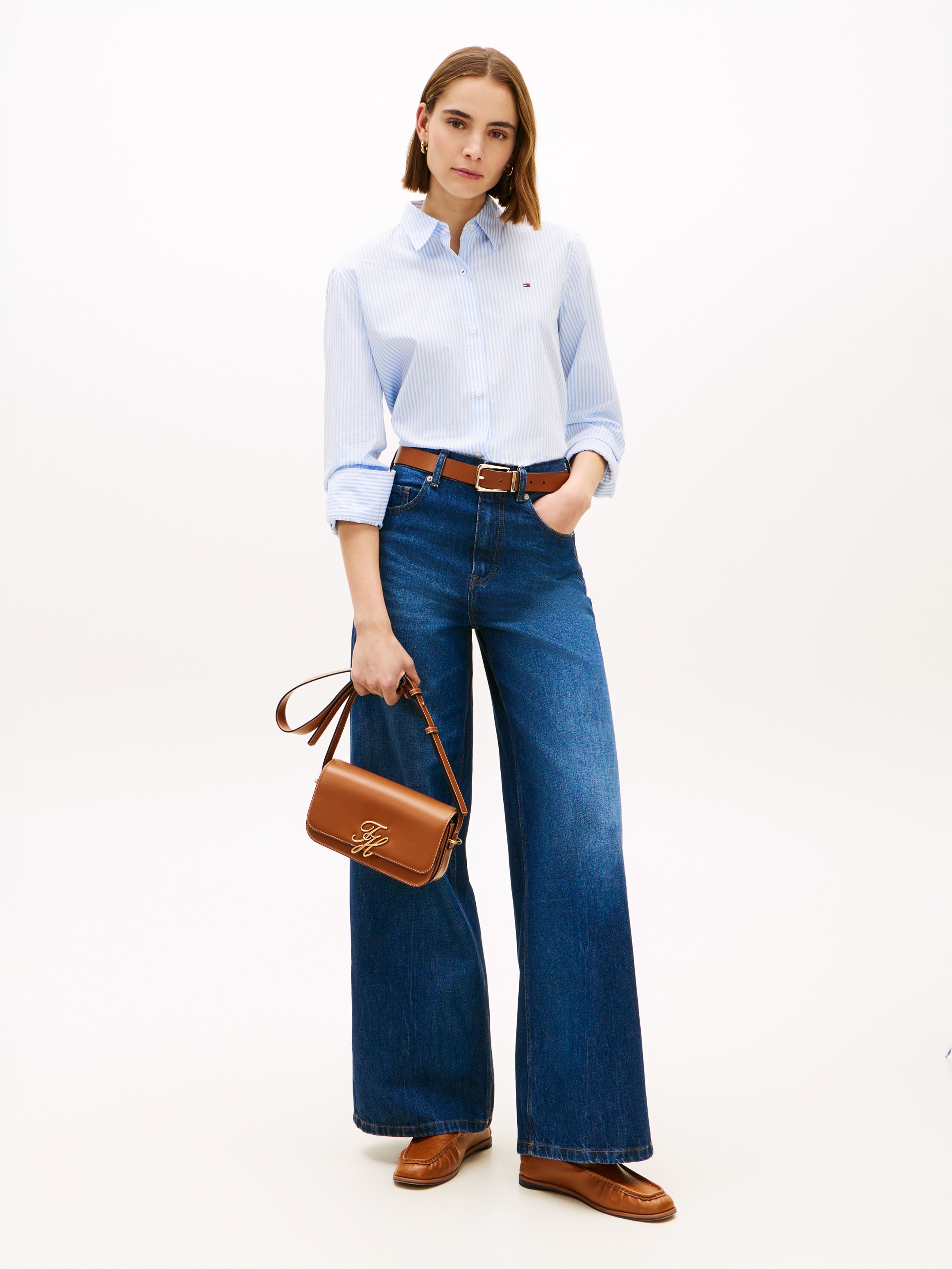 Tommy Hilfiger Umhängetasche »TH SCRIPT FLAP CROSSOVER« Schultertasche, Handtasche, Mulitfach, Clutch mit Logo