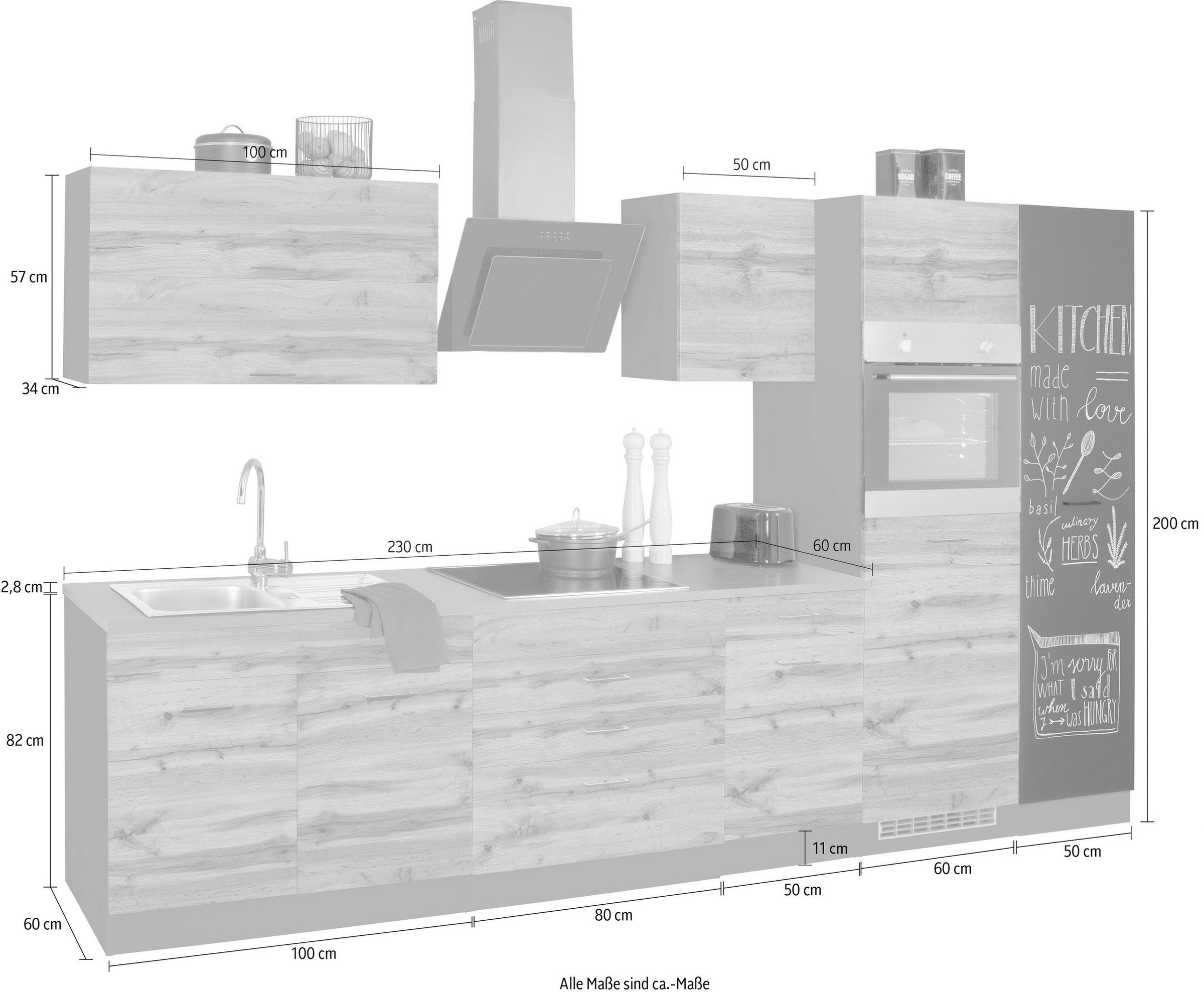 KOCHSTATION Küchenzeile »KS-Trier« ohne E-Geräte, Breite 340 cm