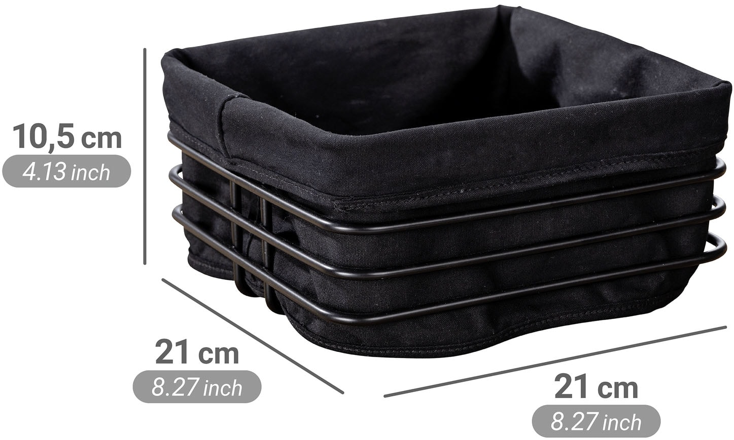 WENKO Brotkorb »Modell Premium Square« Set, 2 tlg. tlg. robustem Korbgestell mit herausnehmbarer Einlage