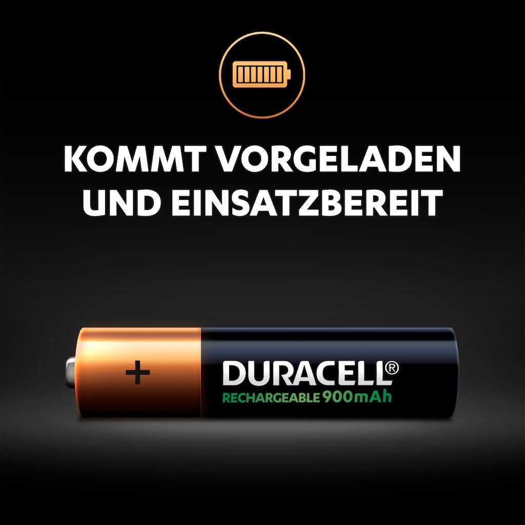 Duracell Batterie »4er Pack Rechargeable AAA 900mAh«, (Packung, 4 St.)