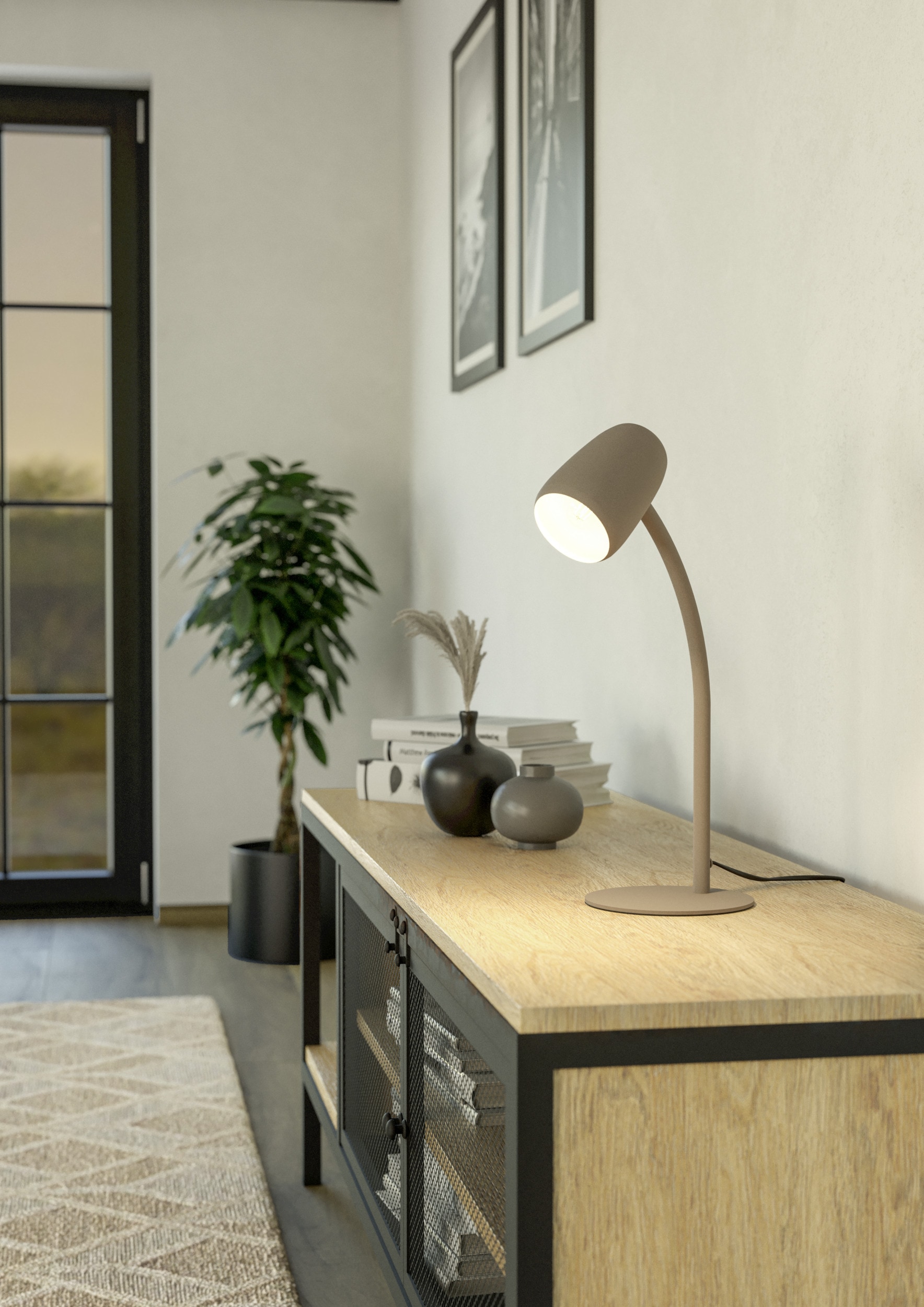 EGLO Tischleuchte »CARLO Tischlampe - Stahl - E14 - 1X18W - IP20« E14 1 Stk. Nachttischlampe, Flexarm, 1,5 m Kabelschalter, L8,5 x B8,5 x H46 cm