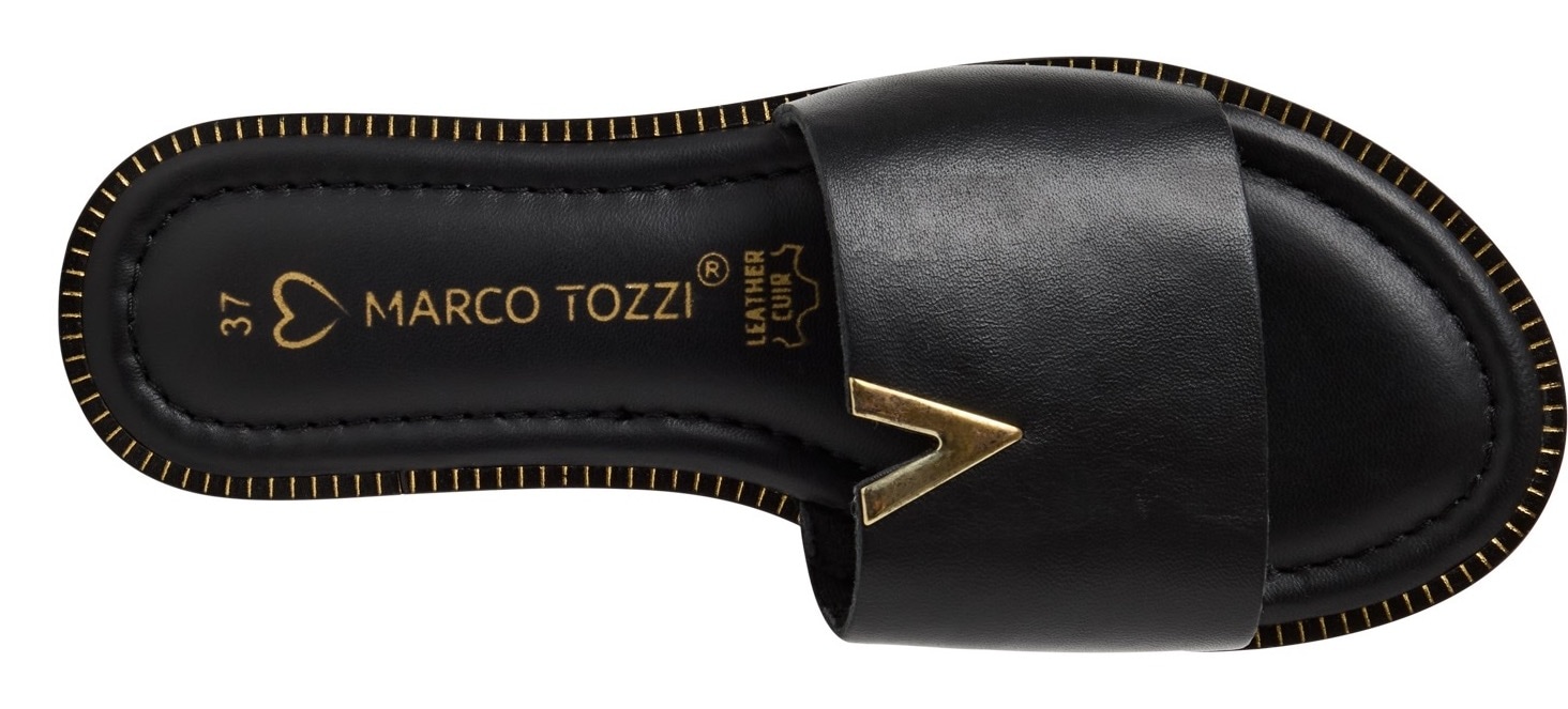 MARCO TOZZI Pantolette  , Flats, Sommerschuh mit edlem Schmuckelement