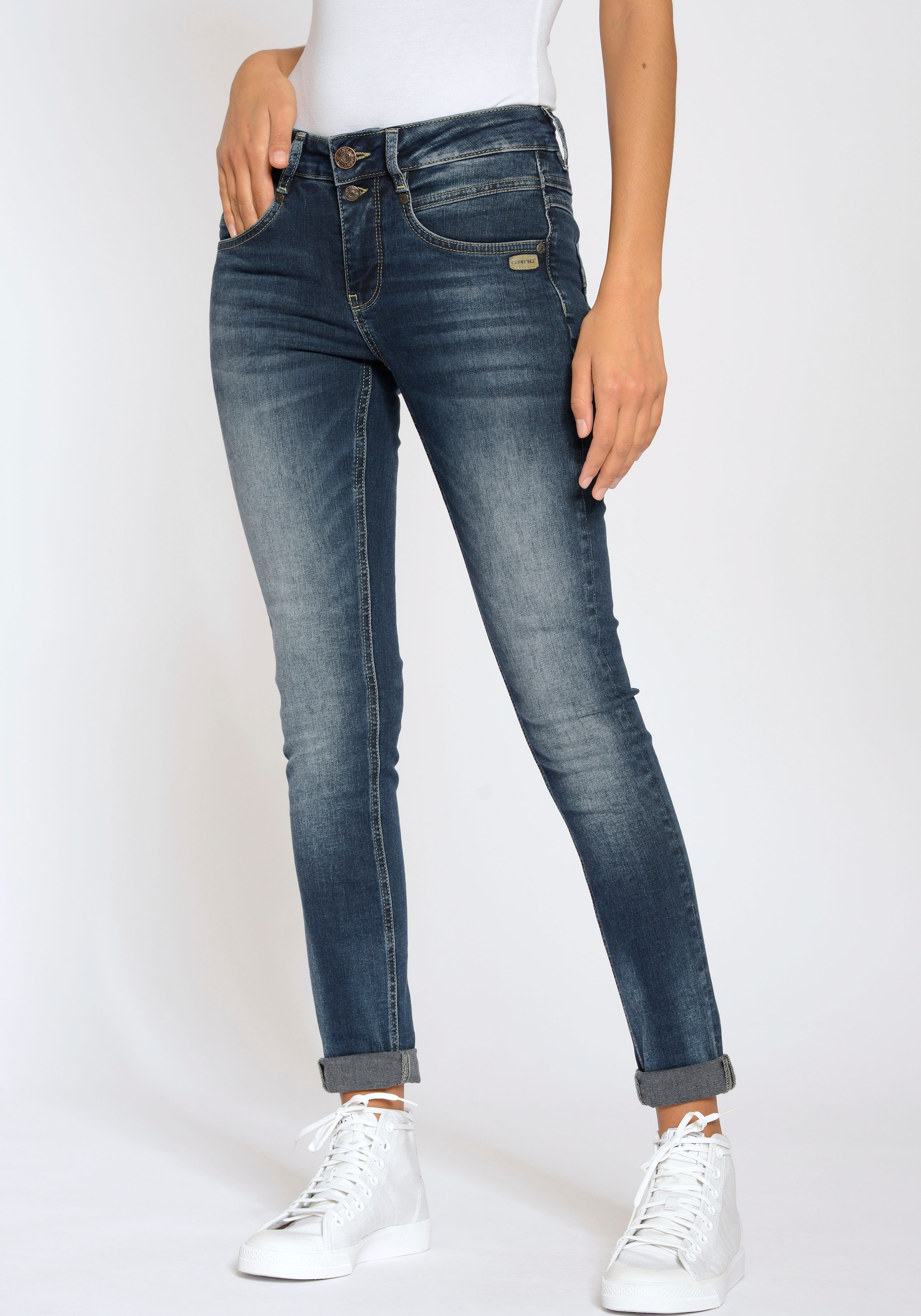 GANG Skinny-fit-Jeans »94MORA«, mit 3-Knopf-Verschluss und Passe vorne bei  ♕