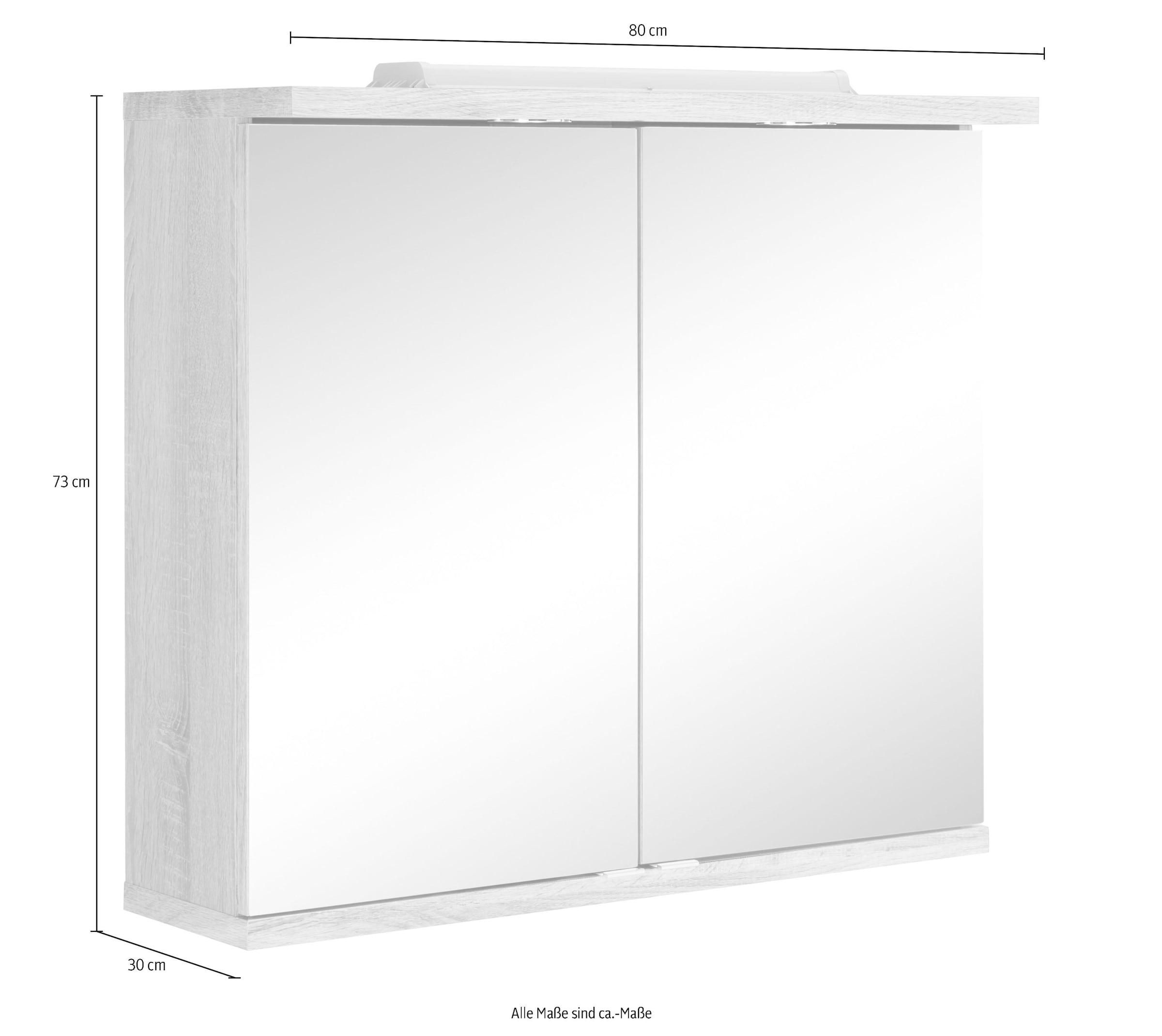 Homexperts Spiegelschrank »Nusa«, Breite 80 cm, mit LED-Beleuchtung und Schalter-Steckdosen-Box