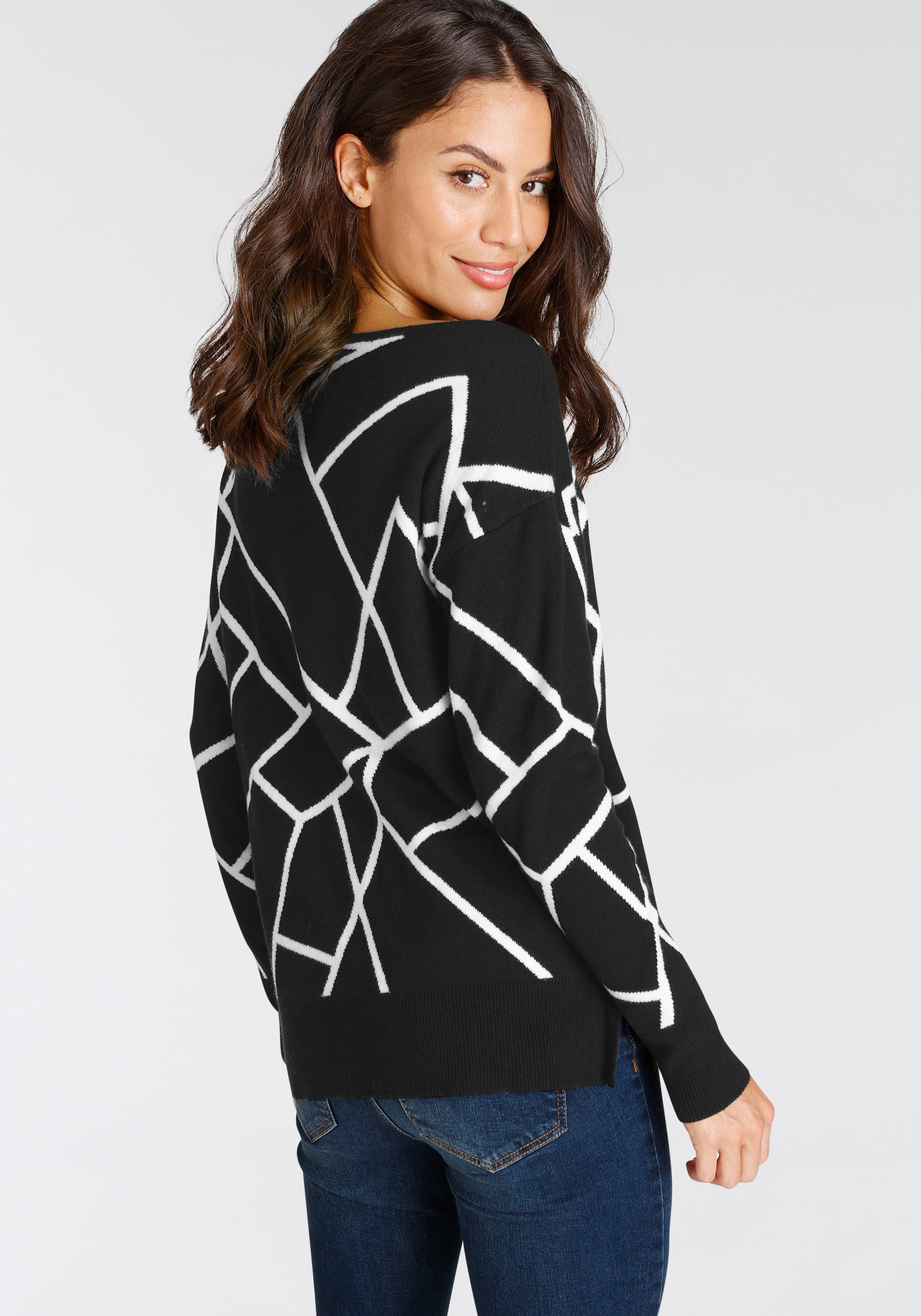 Laura Scott Jacquardpullover, mit Rundhalsausschnitt