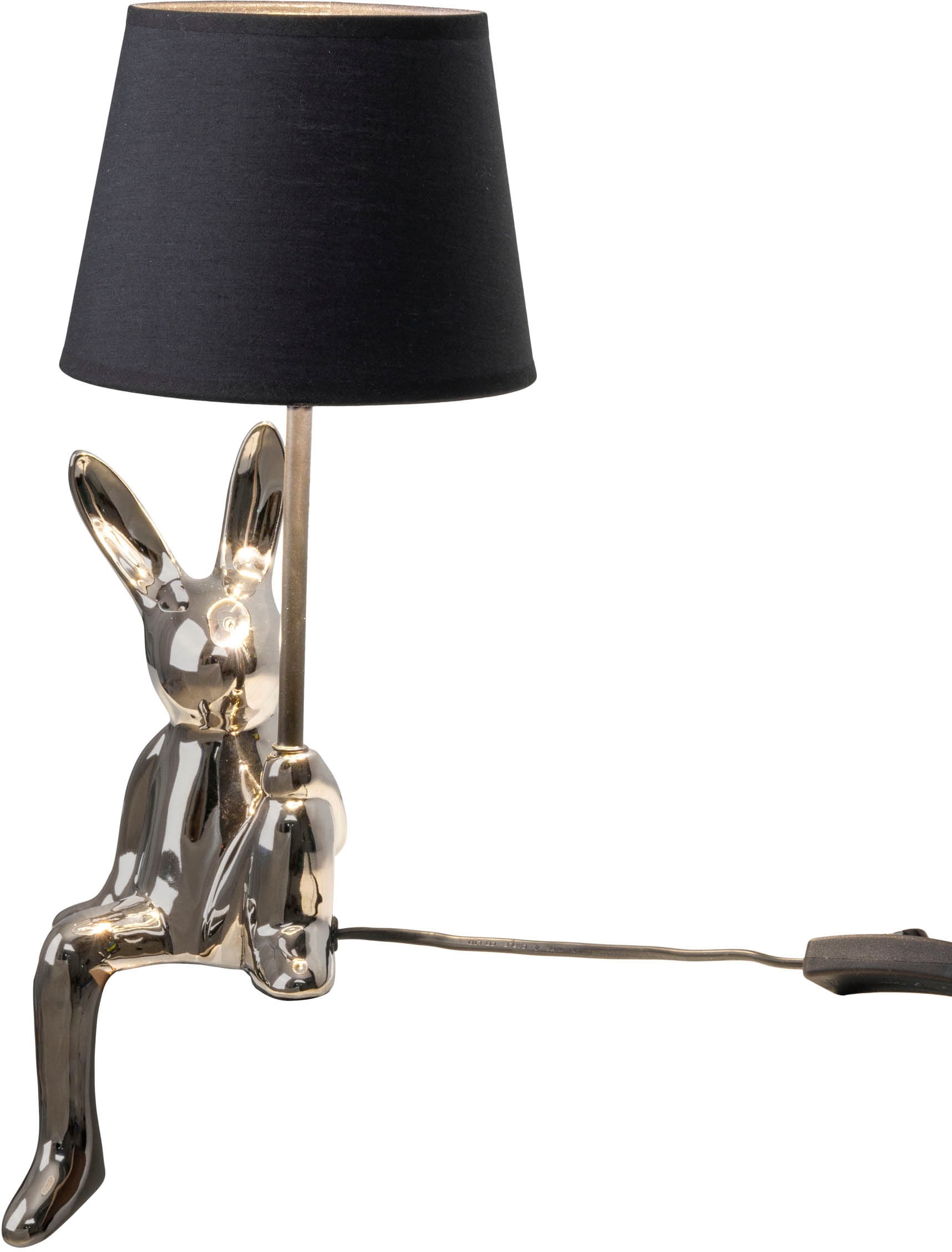 näve Tischleuchte »Helge Hase«, 1 flammig, Leuchtmittel E14 | ohne Leuchtmittel, Osterhase, Keramikfuß, Textilschirm schwarz, Ostern, Tischlampe