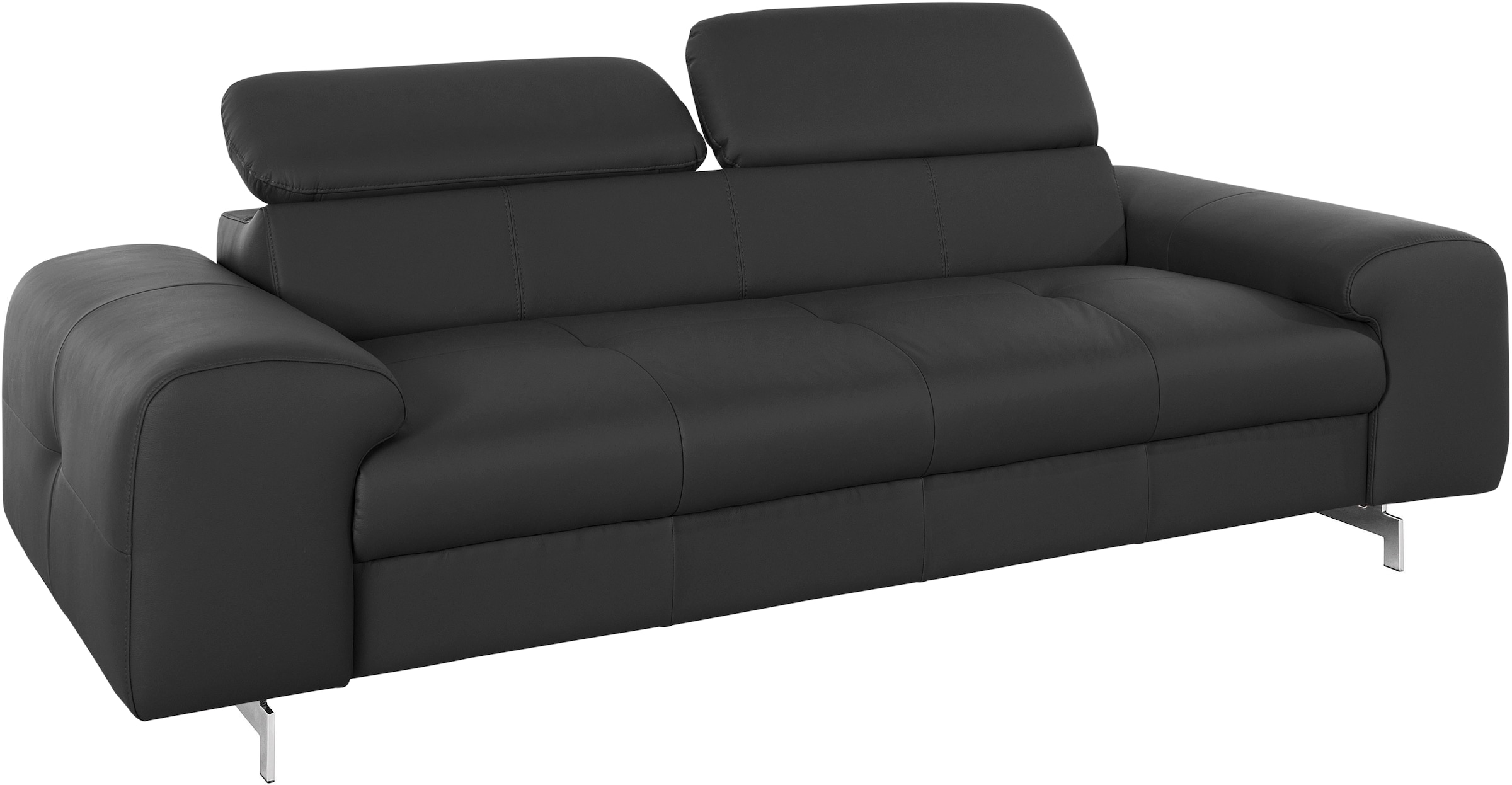 COTTA 3-Sitzer »Chef«, Big-Sofa mit Kopfteilverstellung, edle Metallkufen