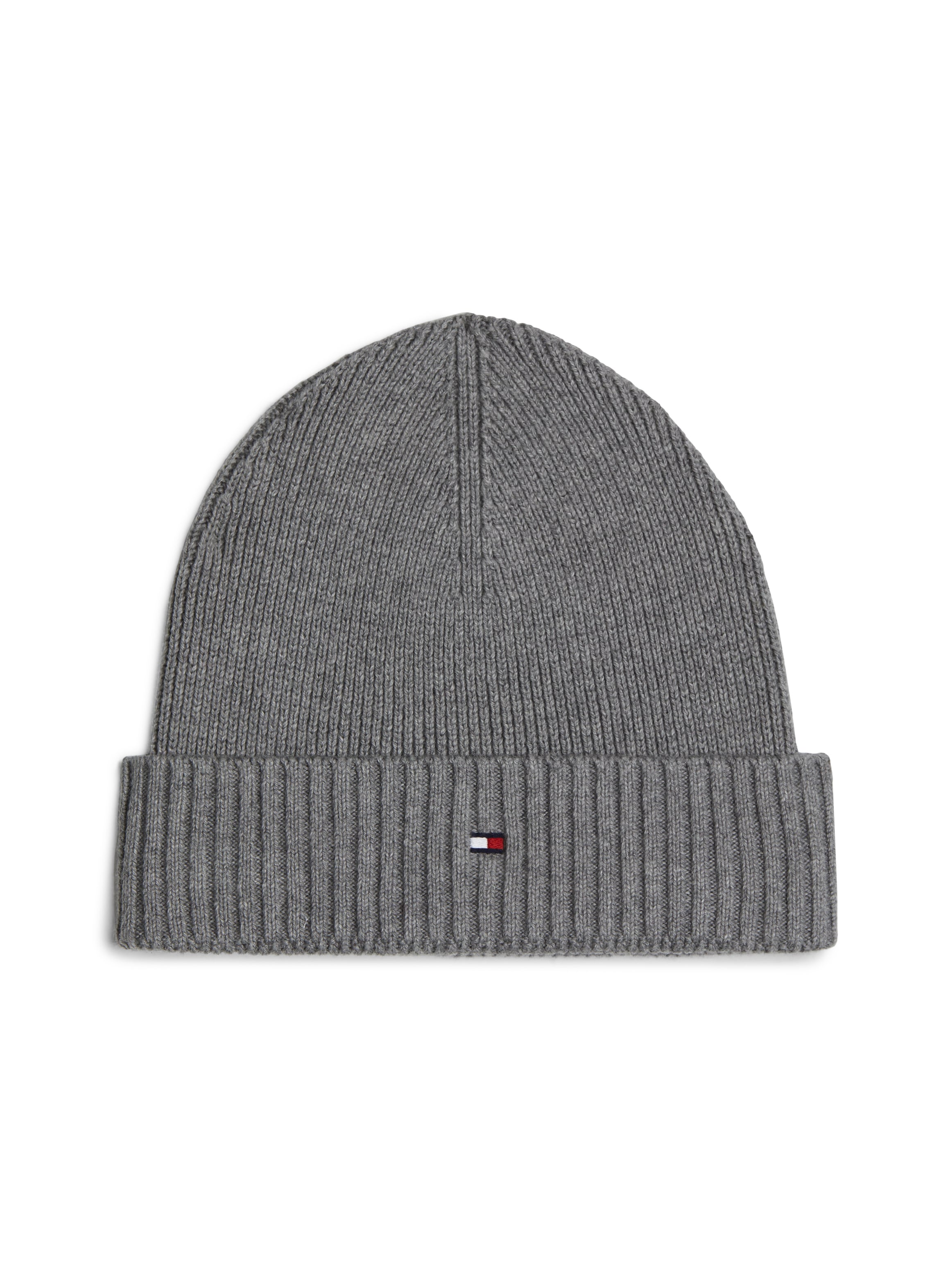 Tommy Hilfiger Strickmütze »TH FLAG PIMA COTTON BEANIE« Beanie mit Logostickerei, mit Kaschmiranteil Unisex