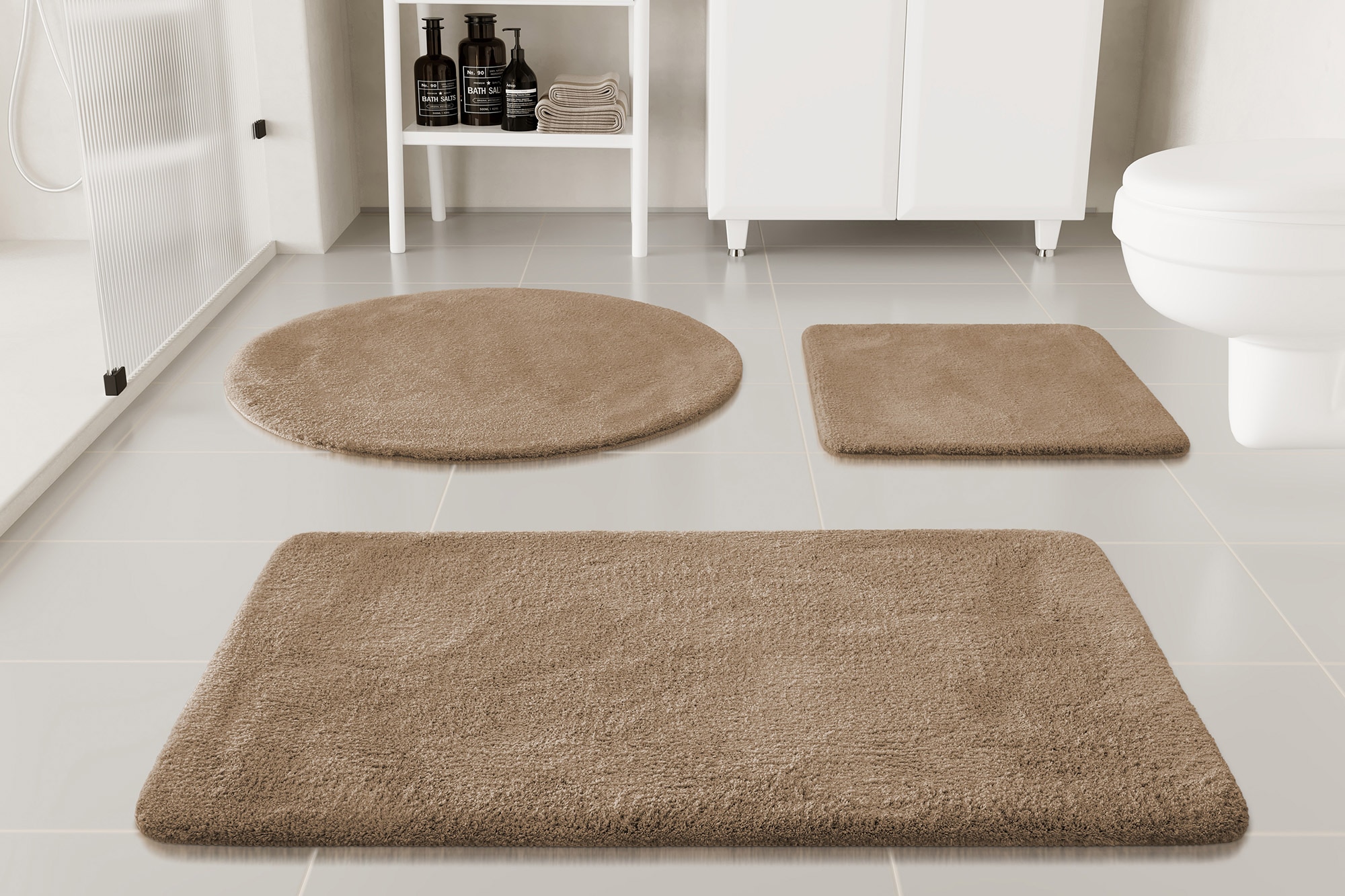 OTTO home Badematte »Neele«, rutschhemmend beschichtet, schnell trocknend, Badteppich, getuftet, modern, Uni, antirutsch, flauschig, hochflor