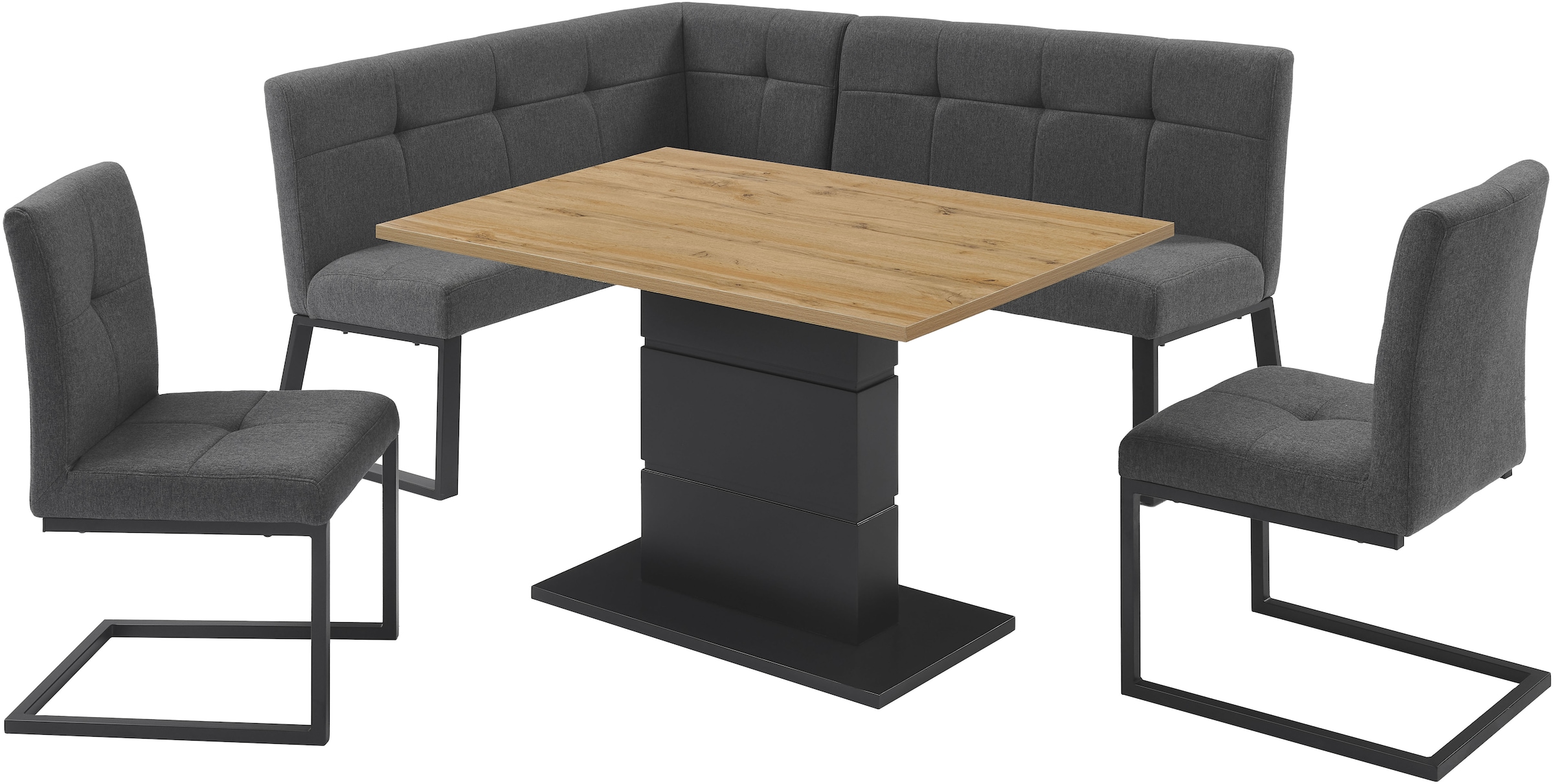 OTTO home Eckbankgruppe »Geranie, Sitzgruppe, Eckbank inkl. Stauraum, Esstisch, 2 Freischwinger« Set, Eckbank inkl. Stauraum wahlweise links und rechts montierbar, 4 tlg. tlg. mit und ohne Stauraum wählbar