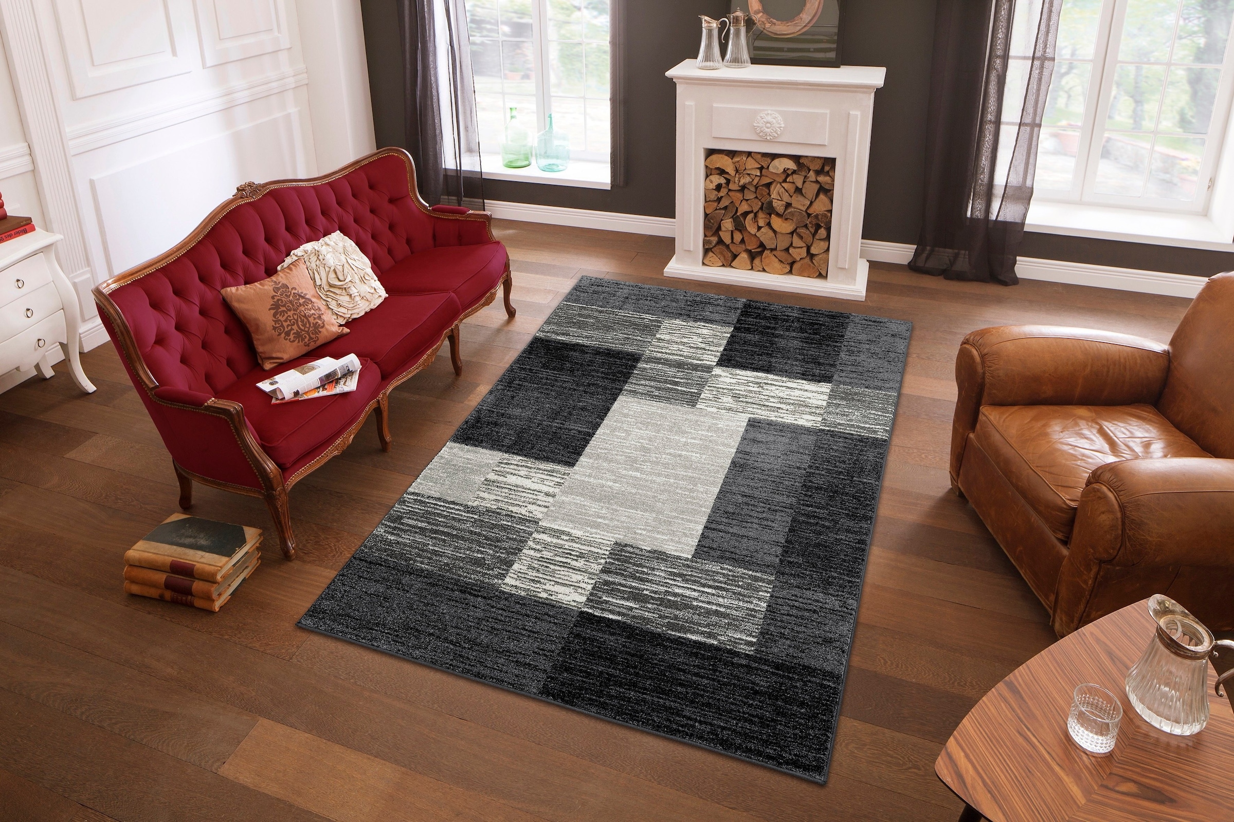 OTTO home Teppich »Melvin« rechteckig 8 mm Höhe schön weich, Kurzflor Teppich Karo-Muster, Wohnzimmer, Esszimmer