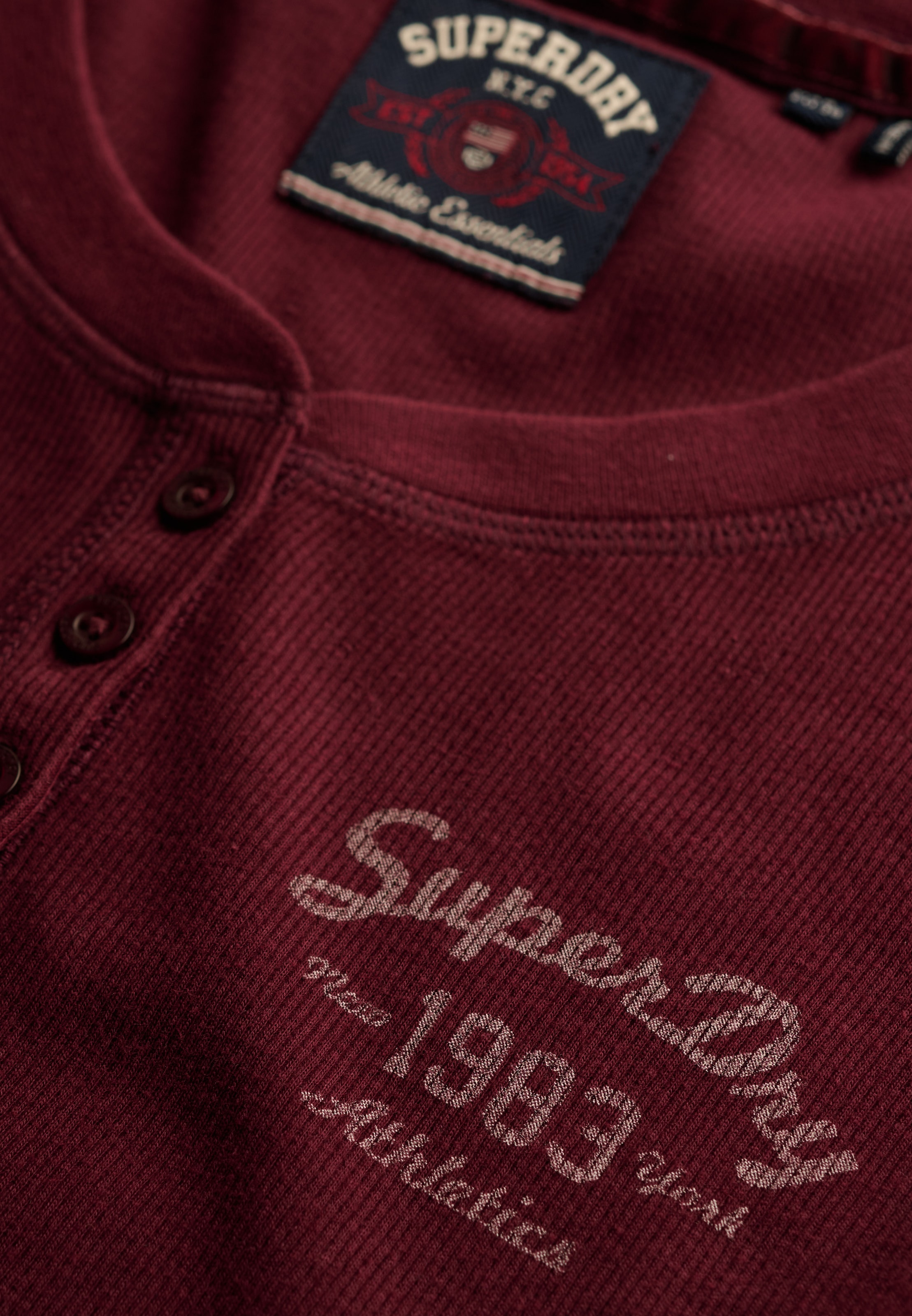 Superdry Henleyshirt »ATHLETIC BUTTON DOWN LS TOP« Baumwollmischung, skinny fit