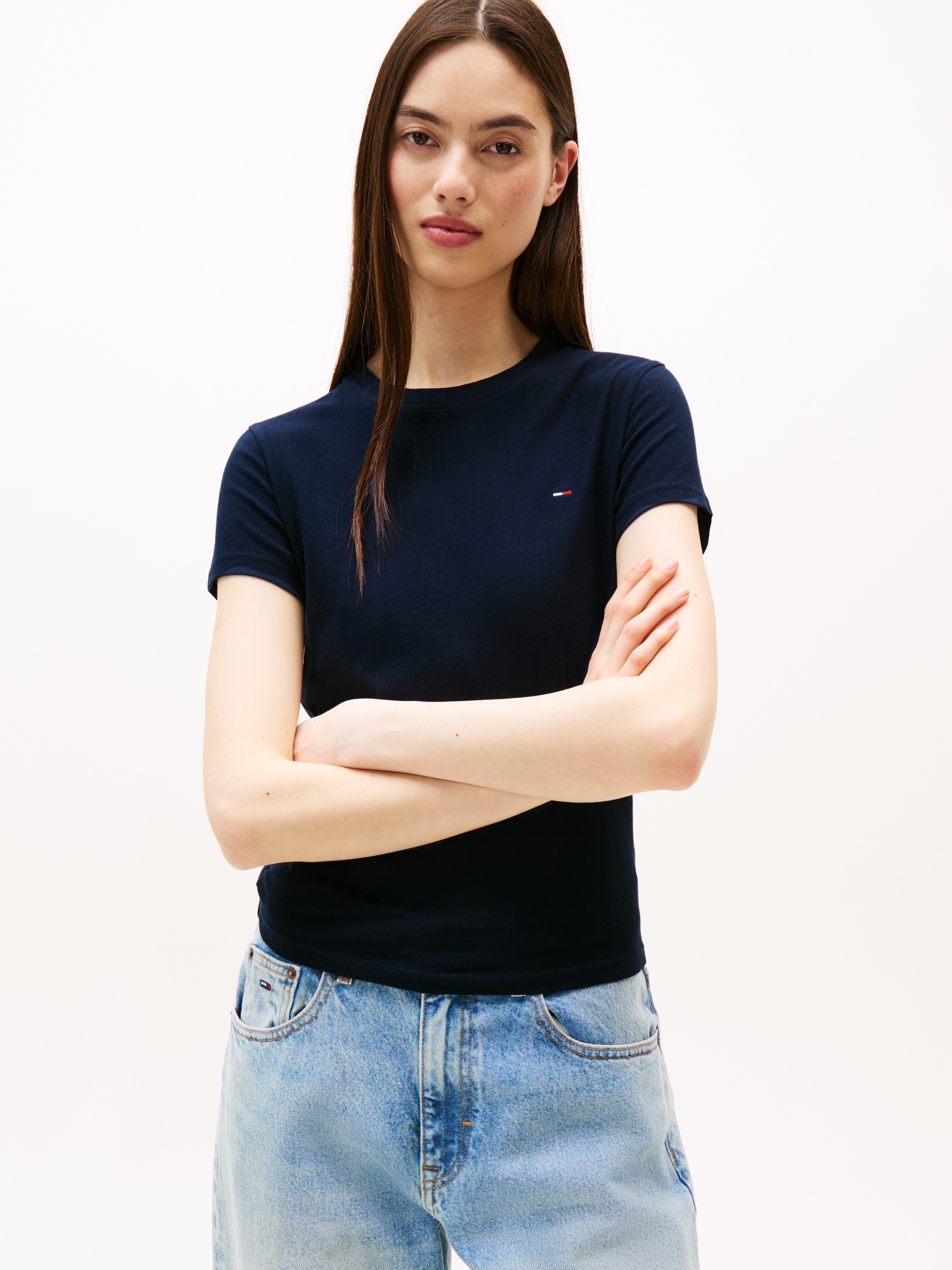 Tommy Jeans T-Shirt »TJW 2PACK C-NECK TEE«, (Packung, 2 tlg., 2er), mit Logo-Stickerei