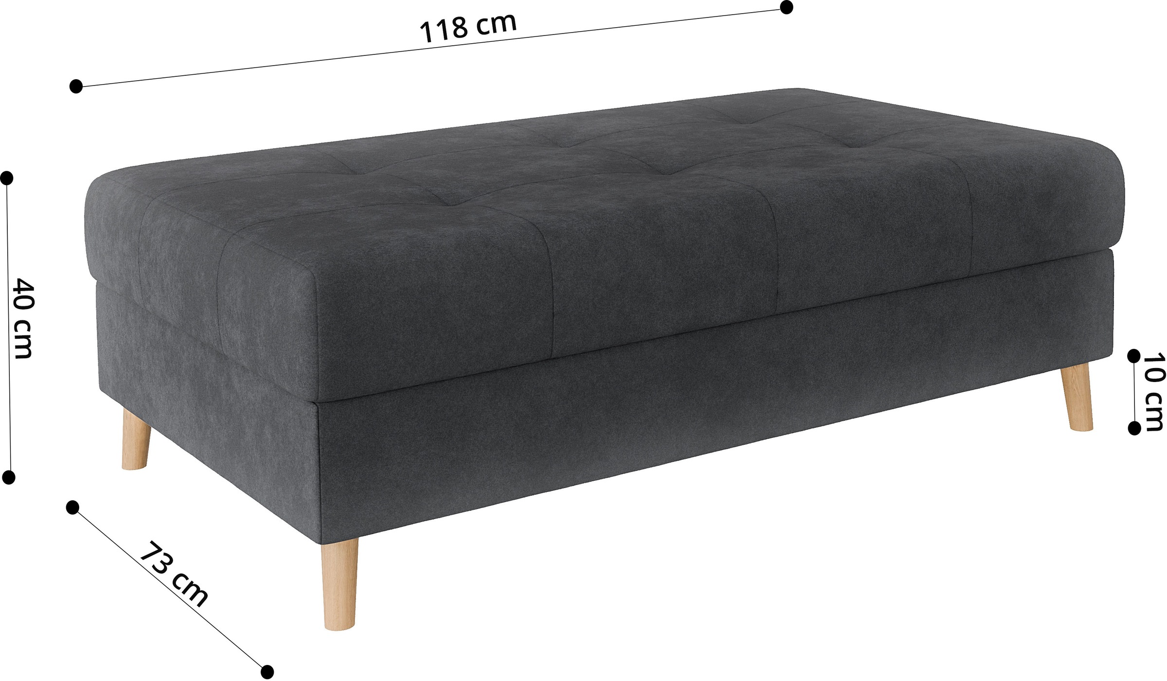 Home affaire Polsterhocker »CHARRE XXL, Steppung im Sitzbereich, Maße: B/T/H: 118/73/40 cm«, passend zur Serie CHARRE, auch in Cord und Bouclé
