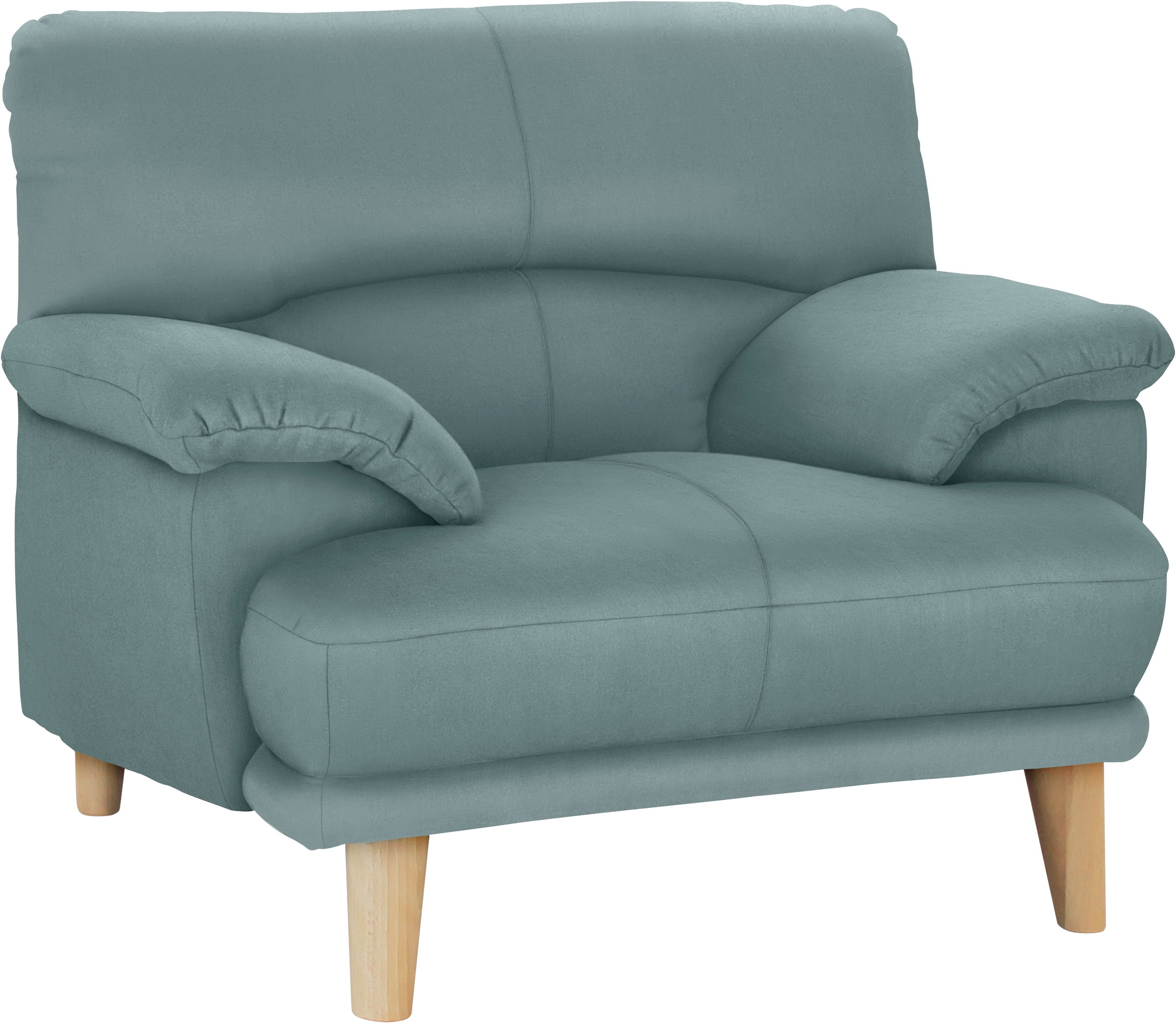 TRENDMANUFAKTUR Sessel »Cecilia, Loungesessel, italienisches Design, bequeme Armlehnen« aufwendige Rückenverarbeitung für hohen Sitzkomfort, Holzfuß