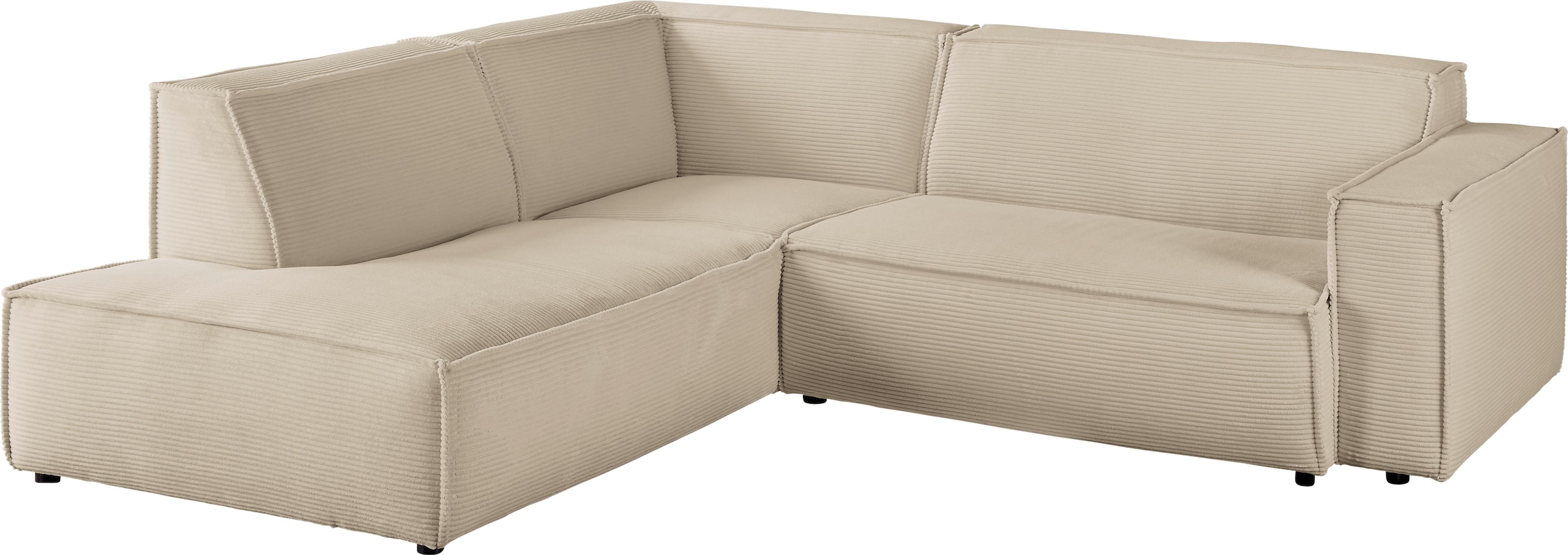 3C Candy Ecksofa »Matteo in elegant, kubischer Formensprache, bequem, L-Form« mit auffälliger Kedernaht, Cord-Bezug, Lounge-Charakter, OTTOs Choice
