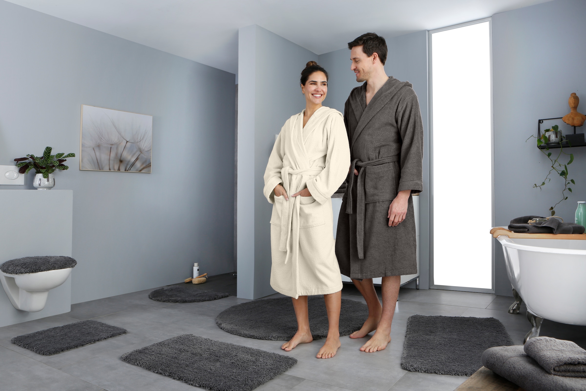 my home Unisex-Bademantel »Sanremo, ideal für Sauna & Spa, Hotelbademantel, Morgenmantel«, (1 St.), mit Taschen, Damen & Herren Bademäntel, S-3XL