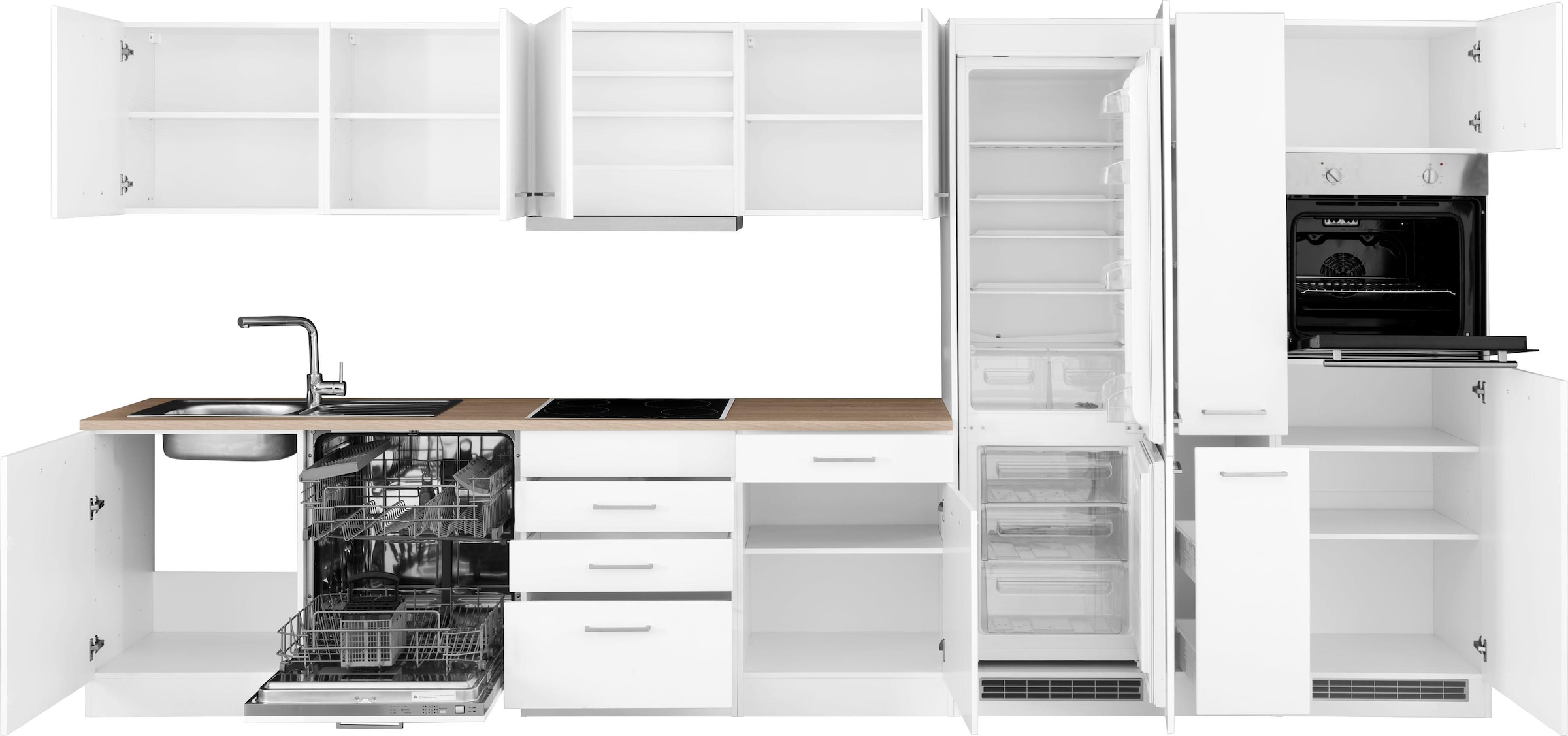 HELD MÖBEL Küchenzeile »Visby«, mit E-Geräte, 390 cm, inkl.  Kühl/Gefrierkombination und Geschirrspüler bequem bestellen