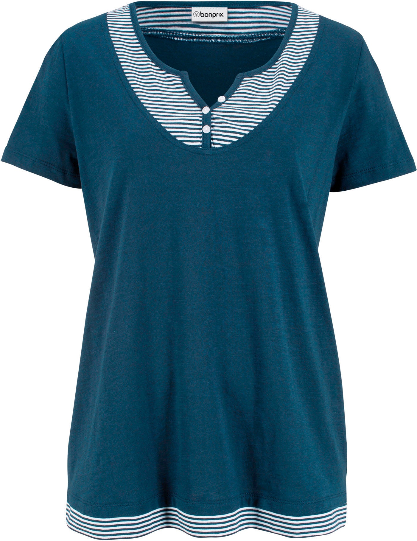 bonprix 2-in-1-Shirt bequeme Passform, Kurzarm, für den Alltag, aus Baumwolle