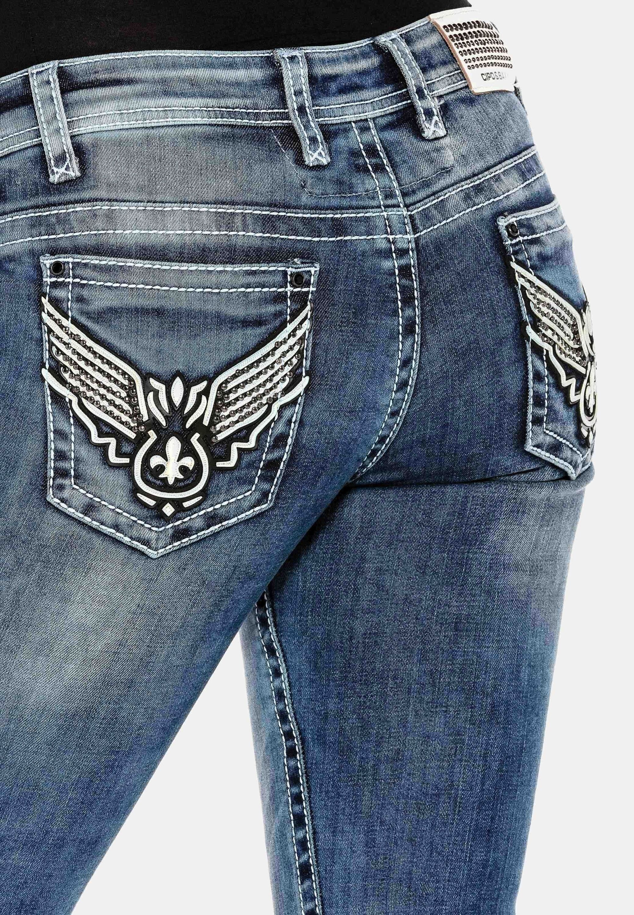 Cipo & Baxx Slim-fit-Jeans »Cipo & Baxx Jeans« mit Flügel Design, WD401