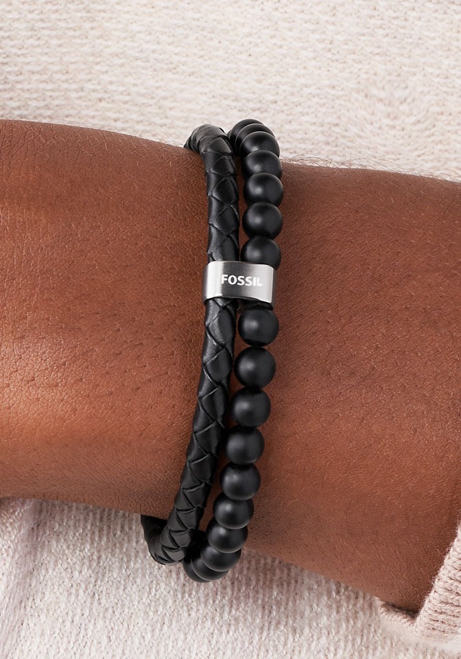 Fossil Armband »Schmuck Geschenk Edelstahl Leder Armschmuck«