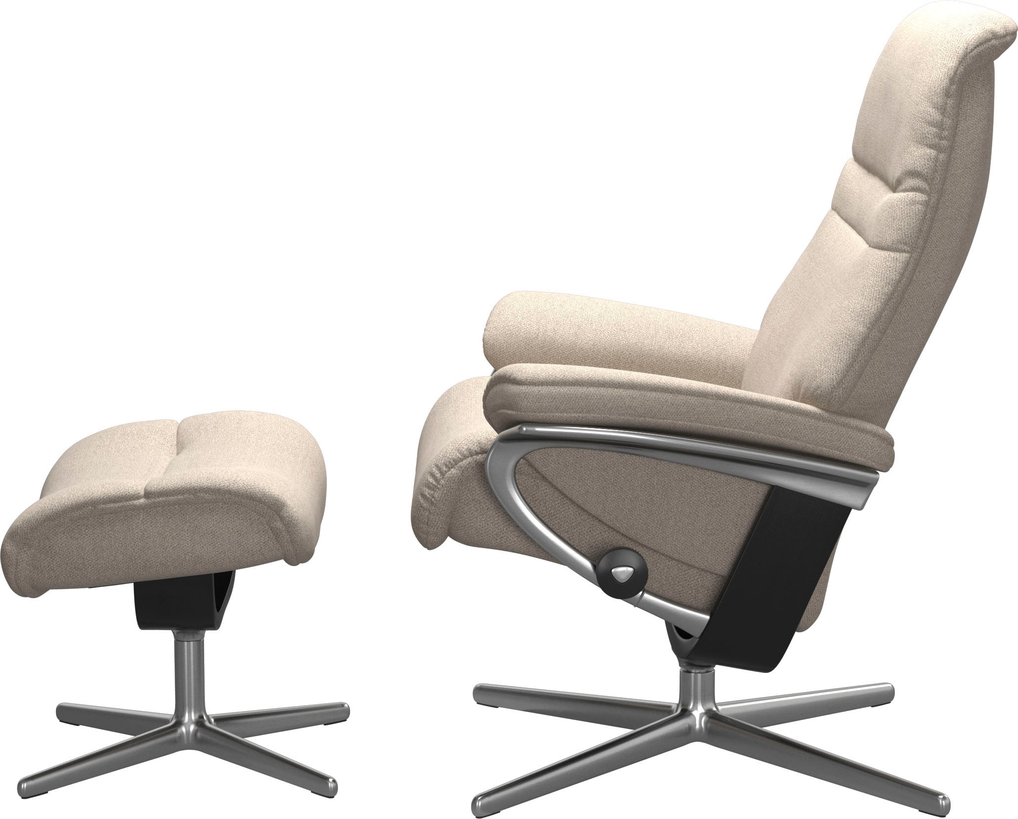 Stressless® Relaxsessel »Sunrise«, (Set, Relaxsessel mit Hocker), mit Hocker, mit Cross Base, Größe S, M & L, Holzakzent Schwarz