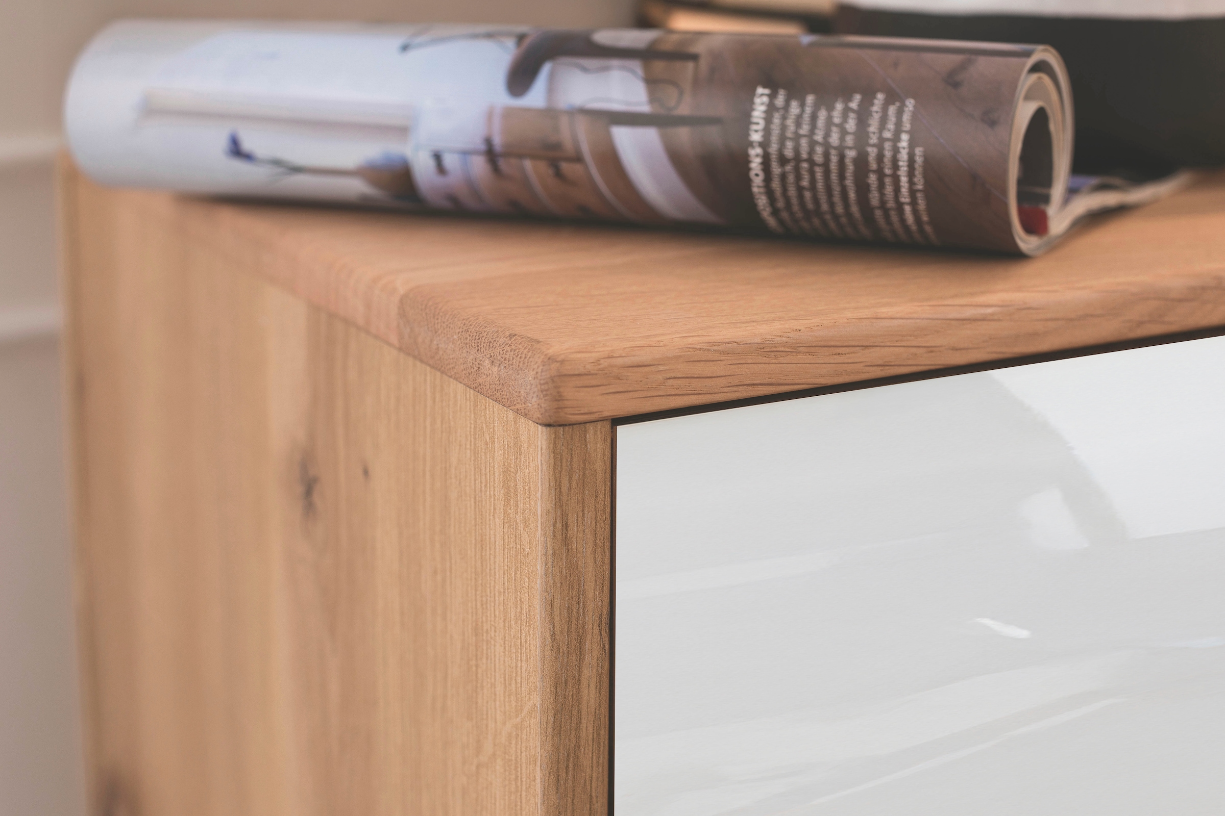 WIEMANN Kommode »Cardiff Sideboard, Wäscheschrank, teilmassiv Bianco-Eiche, 80 cm« Kommode 80x86x43 cm, braun, mit Dämpfung, MADE IN GERMANY,  verschiedenen Ausführungen, inklusive Einlegeboden