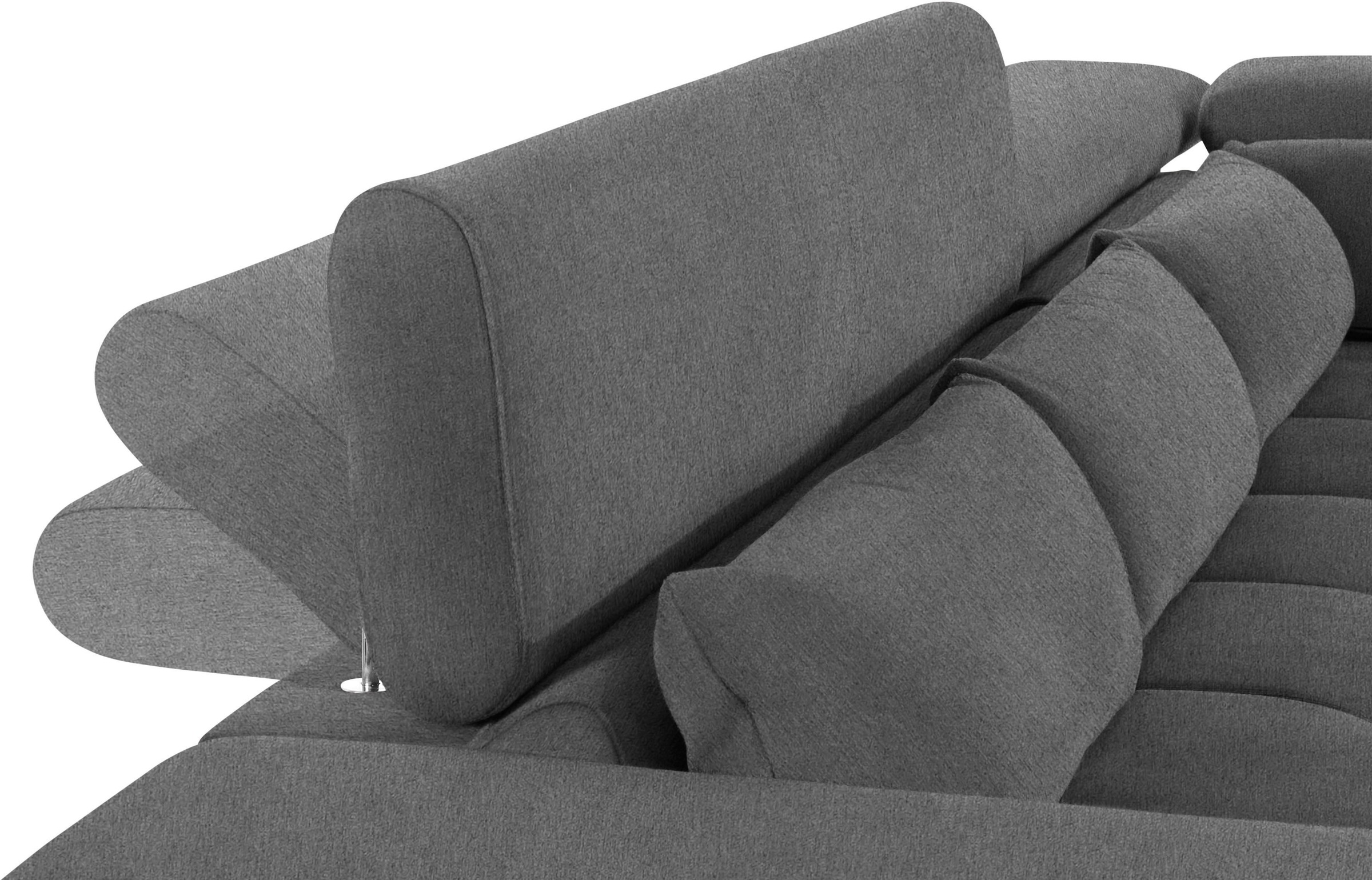 COTTA Ecksofa »Orion L-Form«, mit Ottomane, inklusive verstellbarer Kopfstützen und 5 Nierenkissen