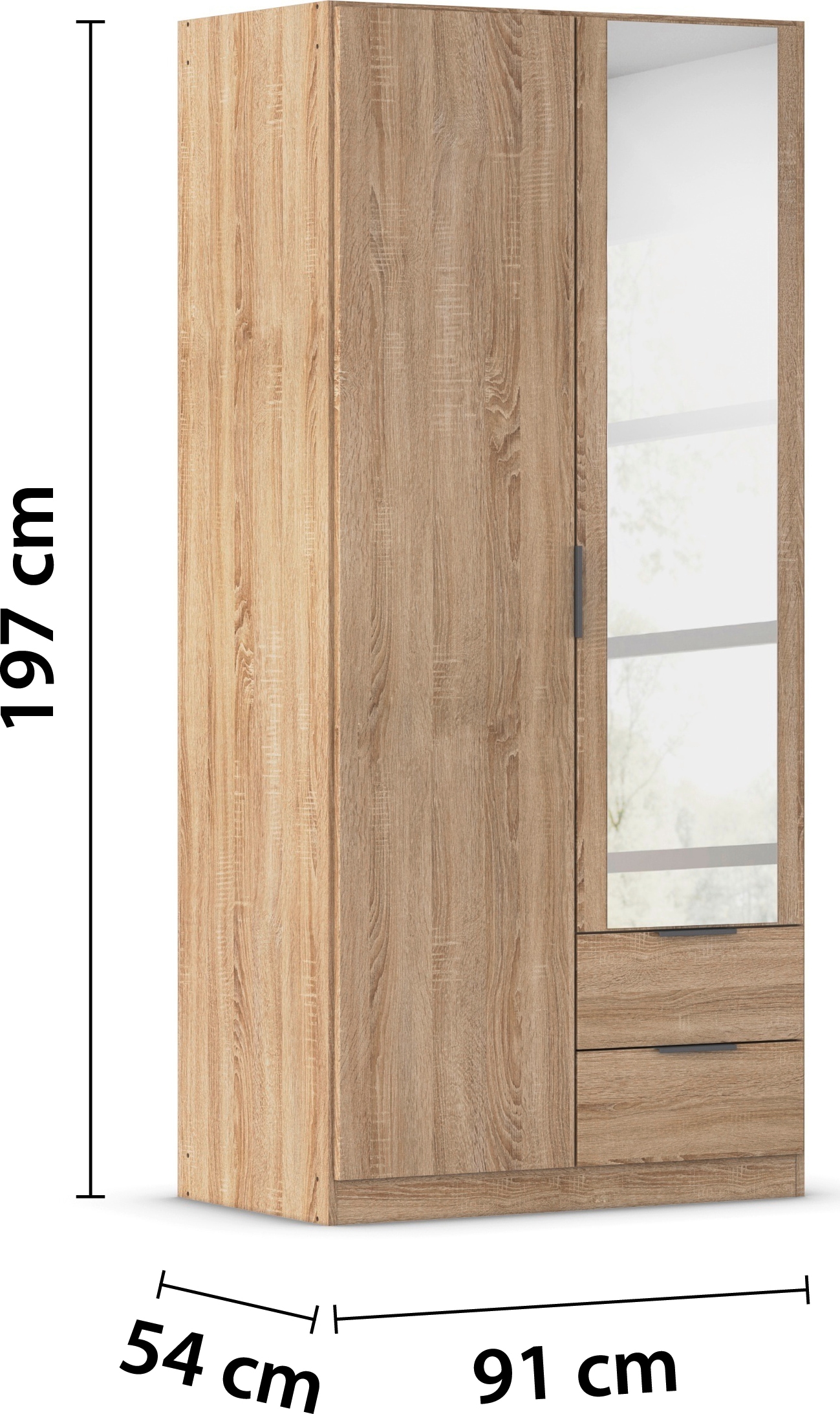 rauch Kleiderschrank »Drehtürenschrank Schrank Garderobe Ankleide Schlafzimmer LAGOA« 3 verschiedene Ausstattungen BASIC/CLASSIC/PREMIUM (inkl. SOFT-CLOSE),  geräumige Schubladen, 3 Breiten, optional mit Aufsatz MADE IN GERMANY