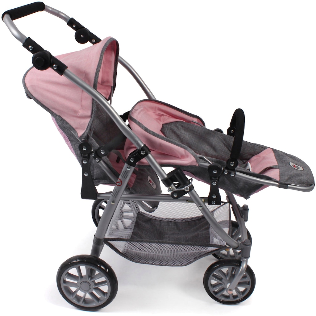 CHIC2000 Puppen-Zwillingsbuggy »Vario, Grau-Rosa«