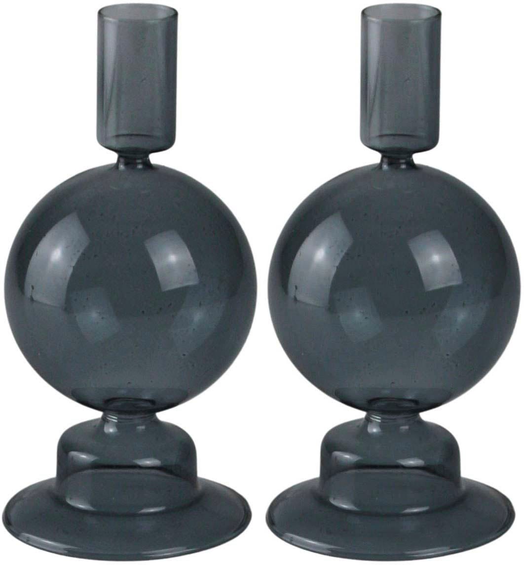 AM Design Kerzenhalter »Kerzenständer mit kunstvollen Ausbuchtungen«, (Set, 2 St.), aus Glas, Höhe ca. 16 cm, Dekoobjekt