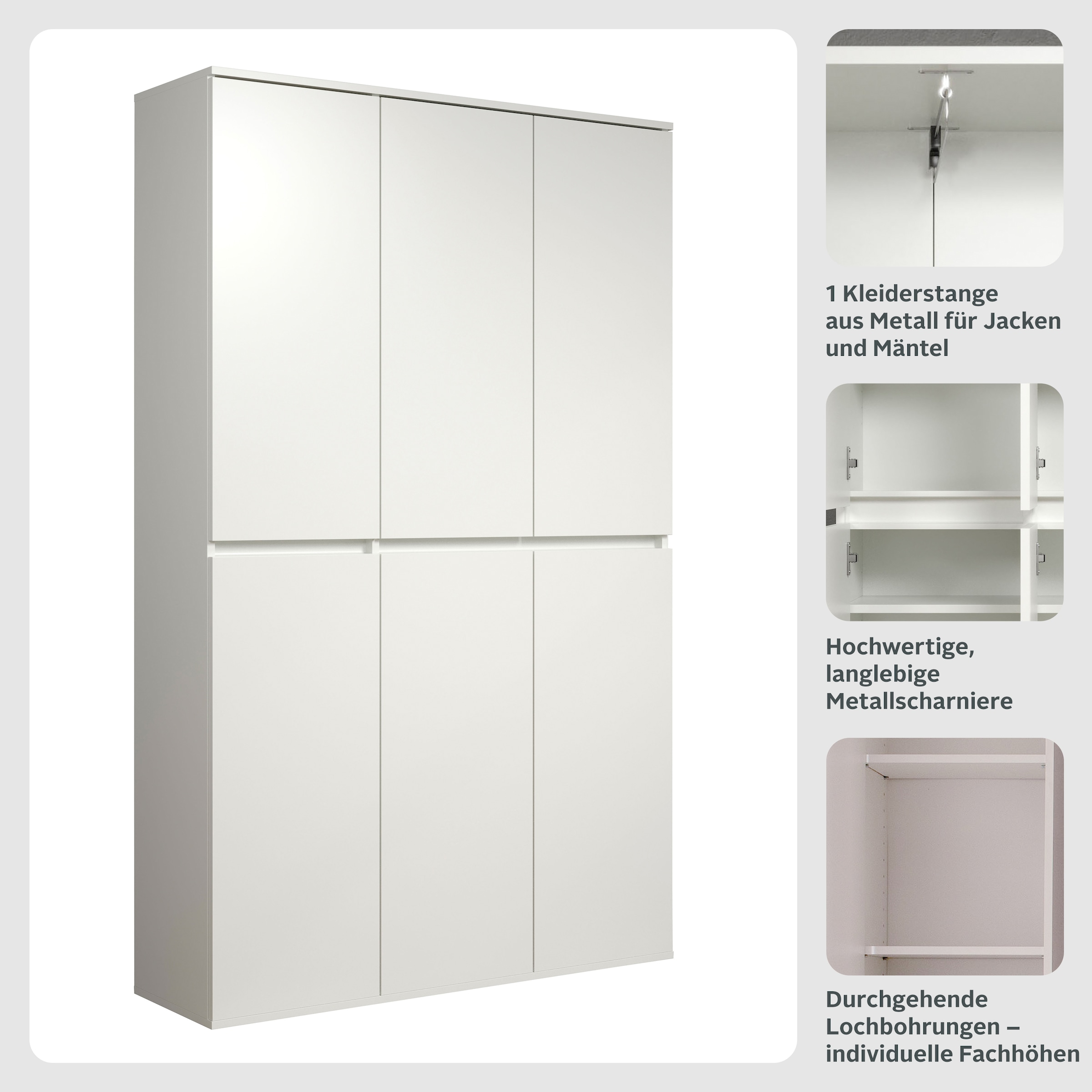 INOSIGN Garderoben-Set »Novara«, Mehrzweckschrank,2 Einzelschänke:1xBreite 37cm,1xBreite74 cm