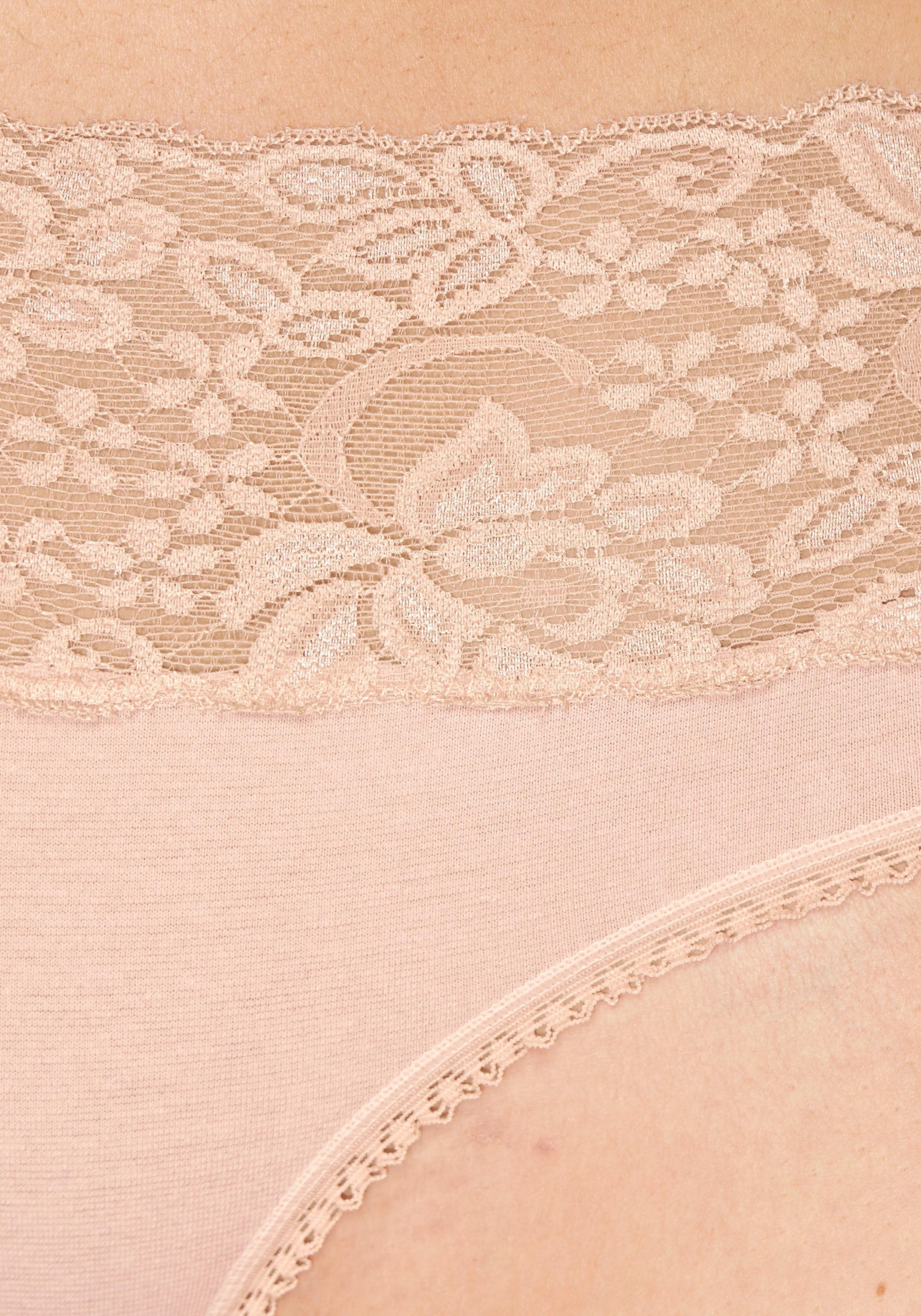 Vivance Slip 3er-Pack,  aus elastischer Baumwolle mit floraler Spitze