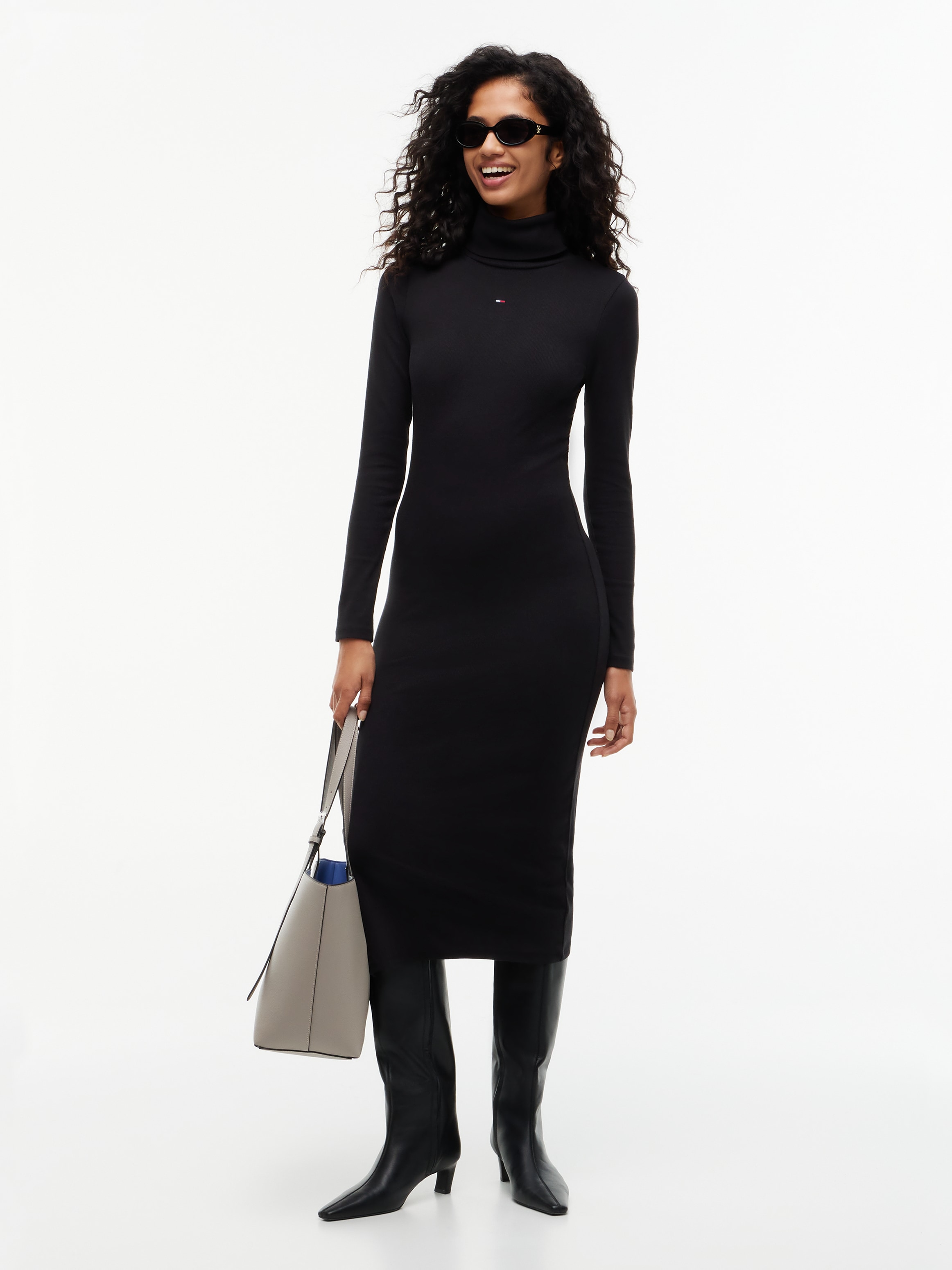 Tommy Jeans Jerseykleid »TJW TURTLNCK BODYCON MIDI DRESS« Baumwollmischung, figurbetont