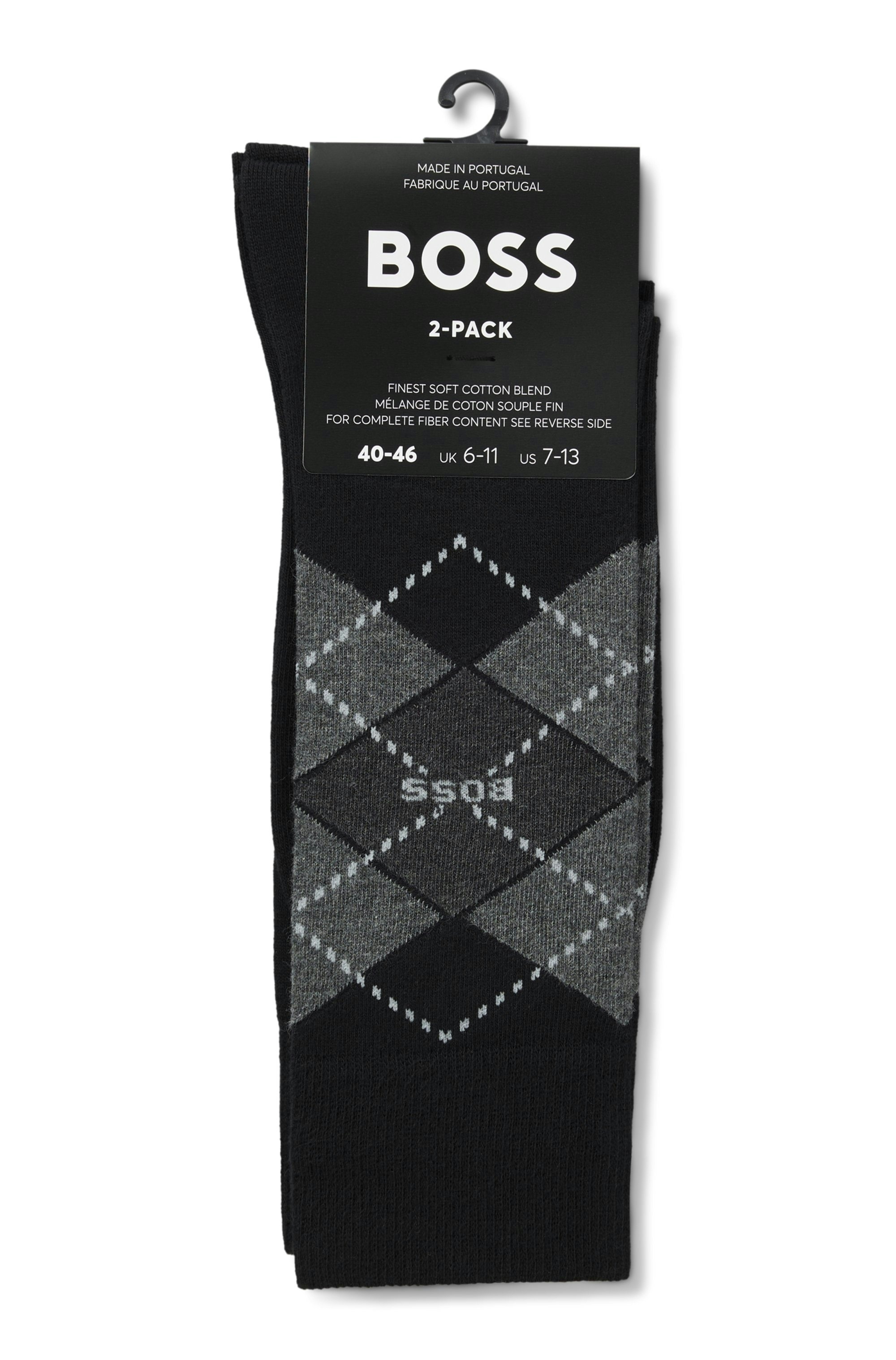 BOSS Socken »2P RS Argyle CC« Packung, 2 Paar tlg. mit BOSS Schriftzug