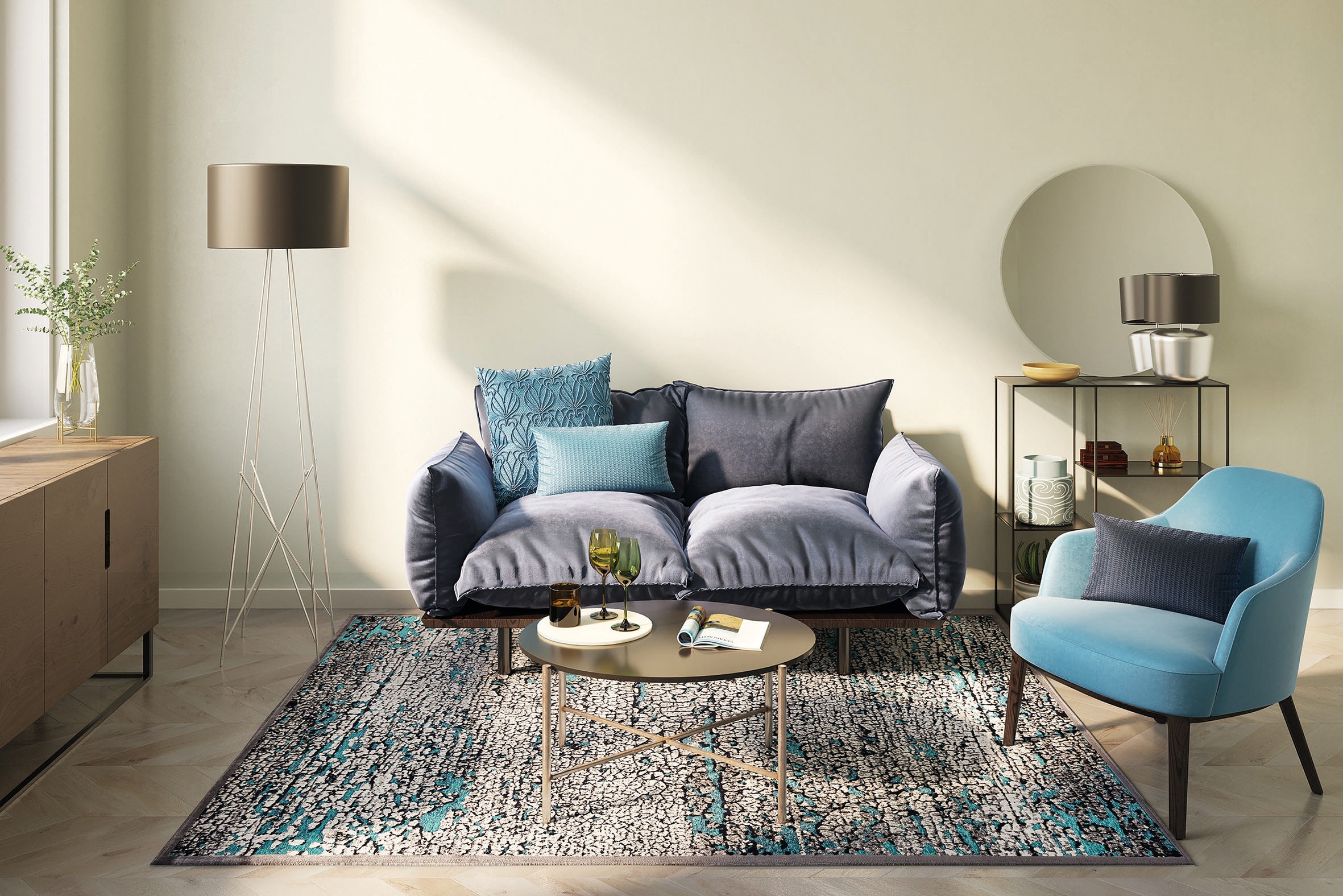 Gino Falcone Teppich »Orelia 102«, rechteckig, 7 mm Höhe, Kurzflor, modernes Design, mit leichtem Glanz, Wohnzimmer
