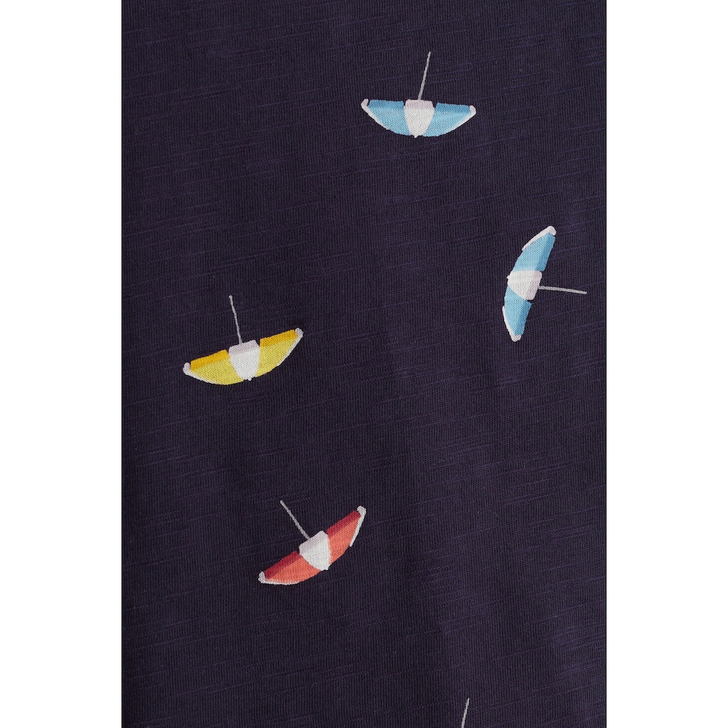 Esprit T-Shirt, mit kleinen Liegestühlen oder Sonnenschirmen als sommerlicher Motiv-Druck