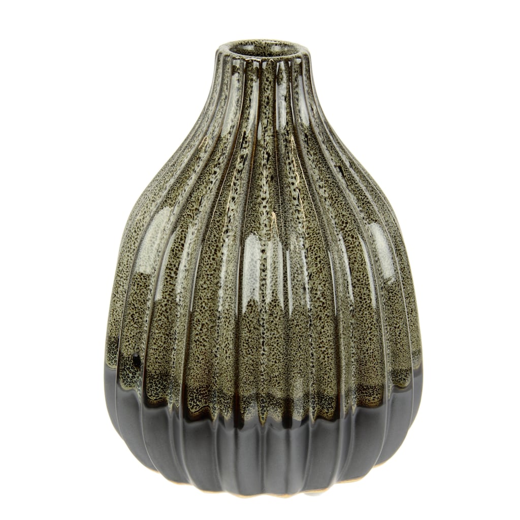 I.GE.A. Dekovase »Vase aus Keramik, geriffelt, bauchig, matt glänzend«, (1 St.)